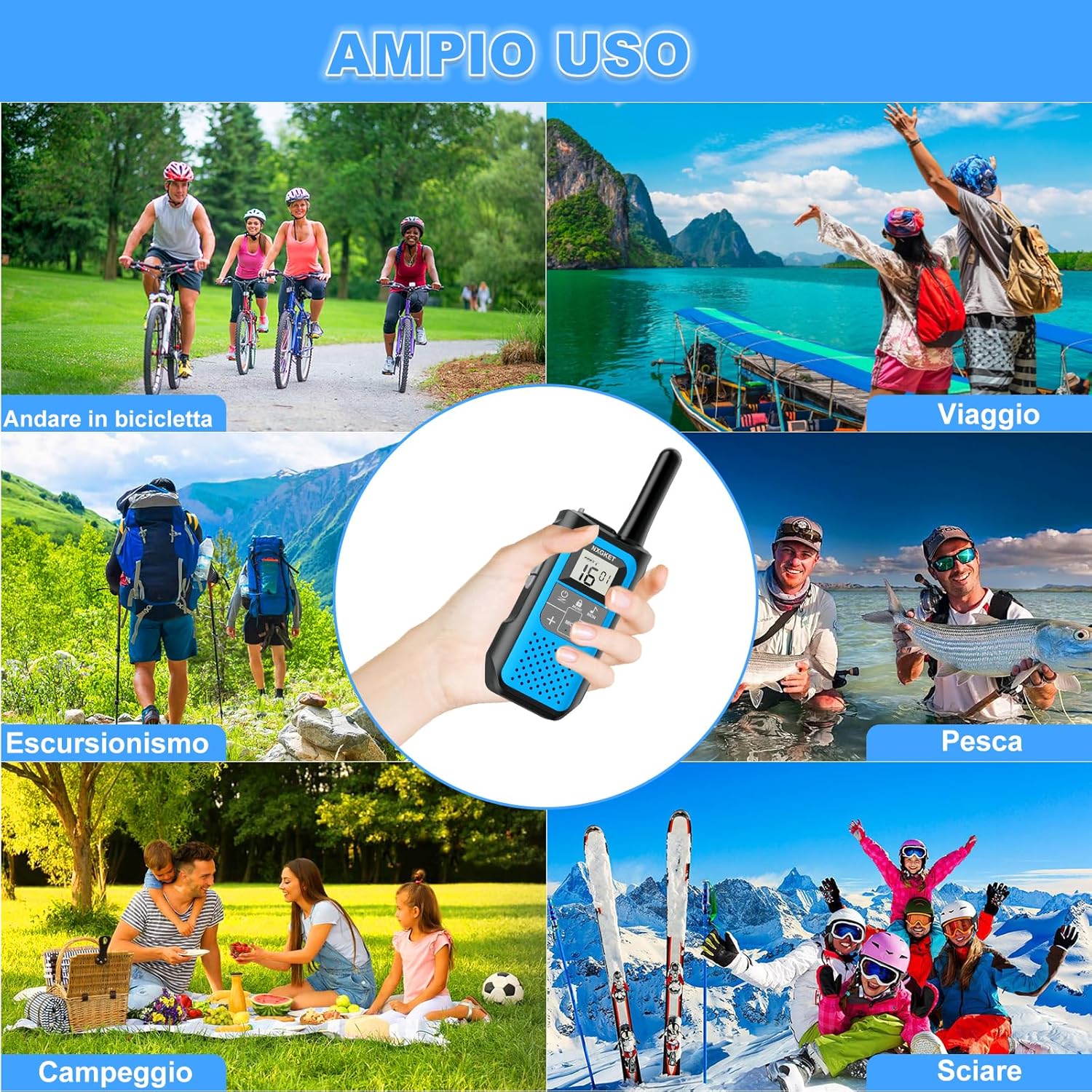 Nxgket Walkie Talkie Ricaricabile Lunga Portata (4 Pezzi) - immagine 7