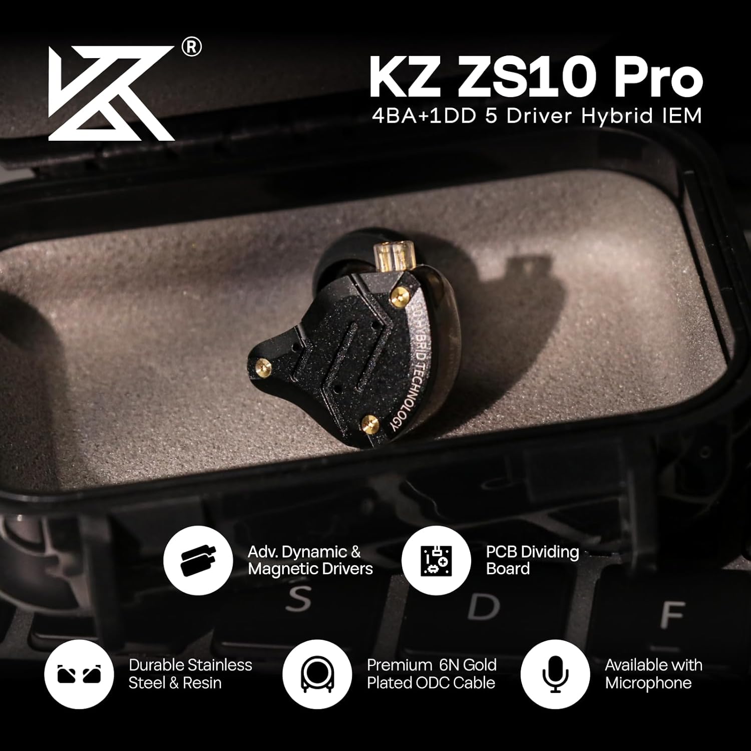 Linsoul KZ ZS10 Pro - Auricolari HiFi 5 Driver 4BA+1DD - immagine 2