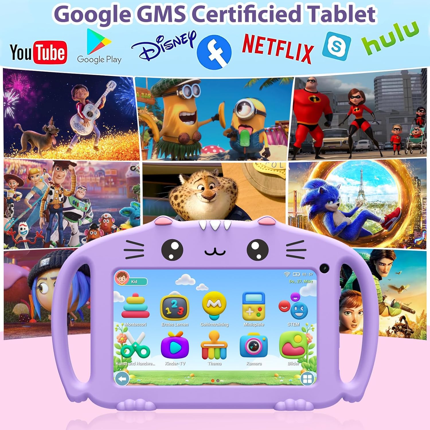 Veswwe Tablet per Bambini 7 Pollici Android, Viola - immagine 2
