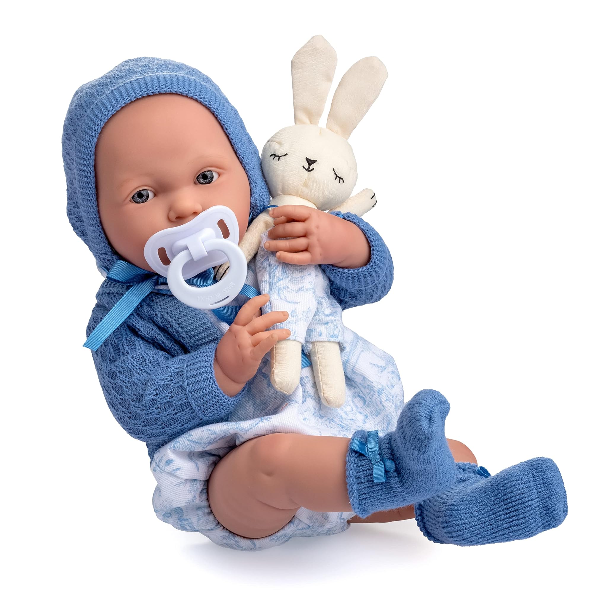 JC TOYS - Bambola La Newborn 38 cm, Vinile Morbido, Blu