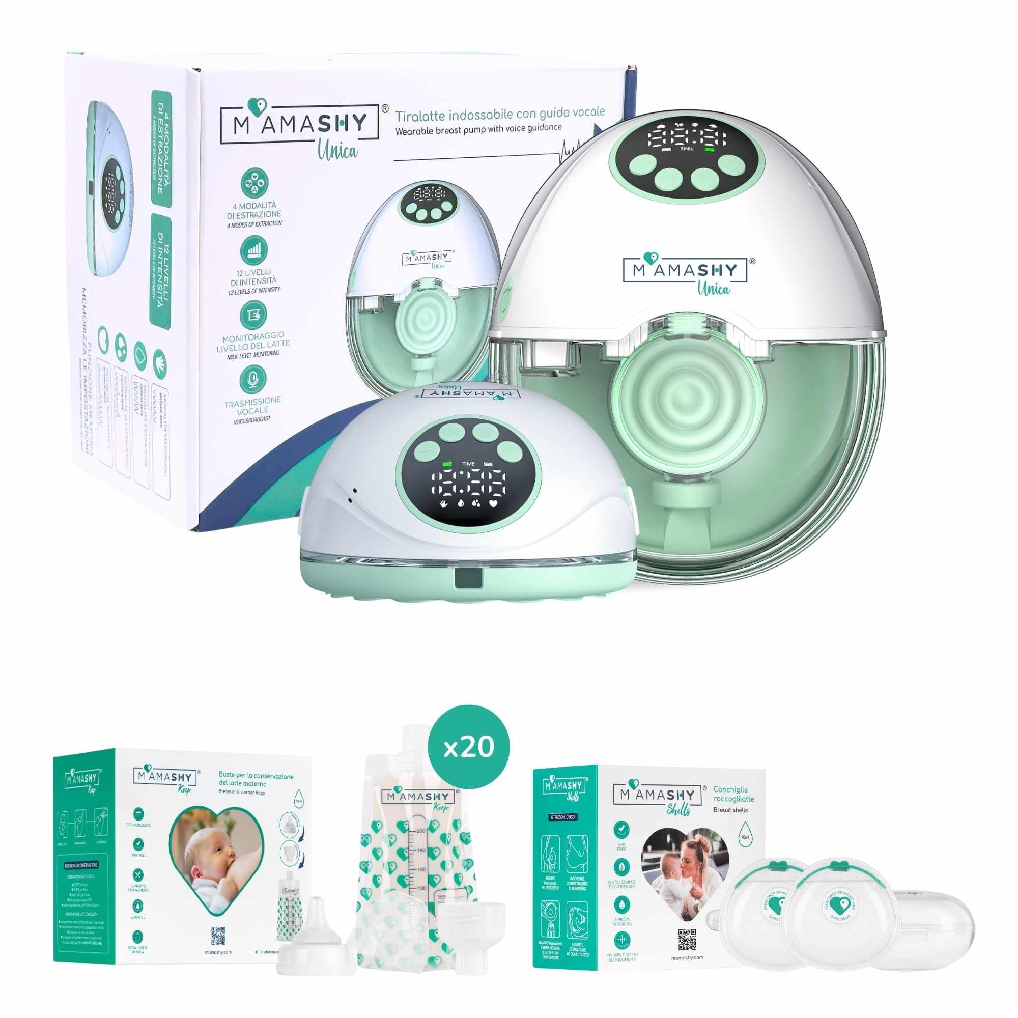 Mamashy Unica Box - Tiralatte Elettrico Portatile e Silenzioso