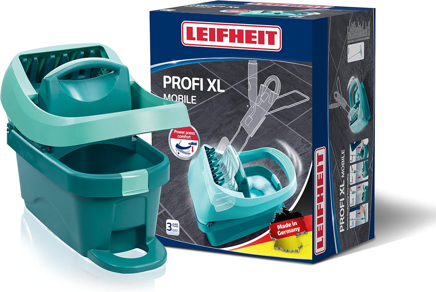 Leifheit Pressa Profi Xl - Secchio Lavapavimenti con Ruote, Blu
