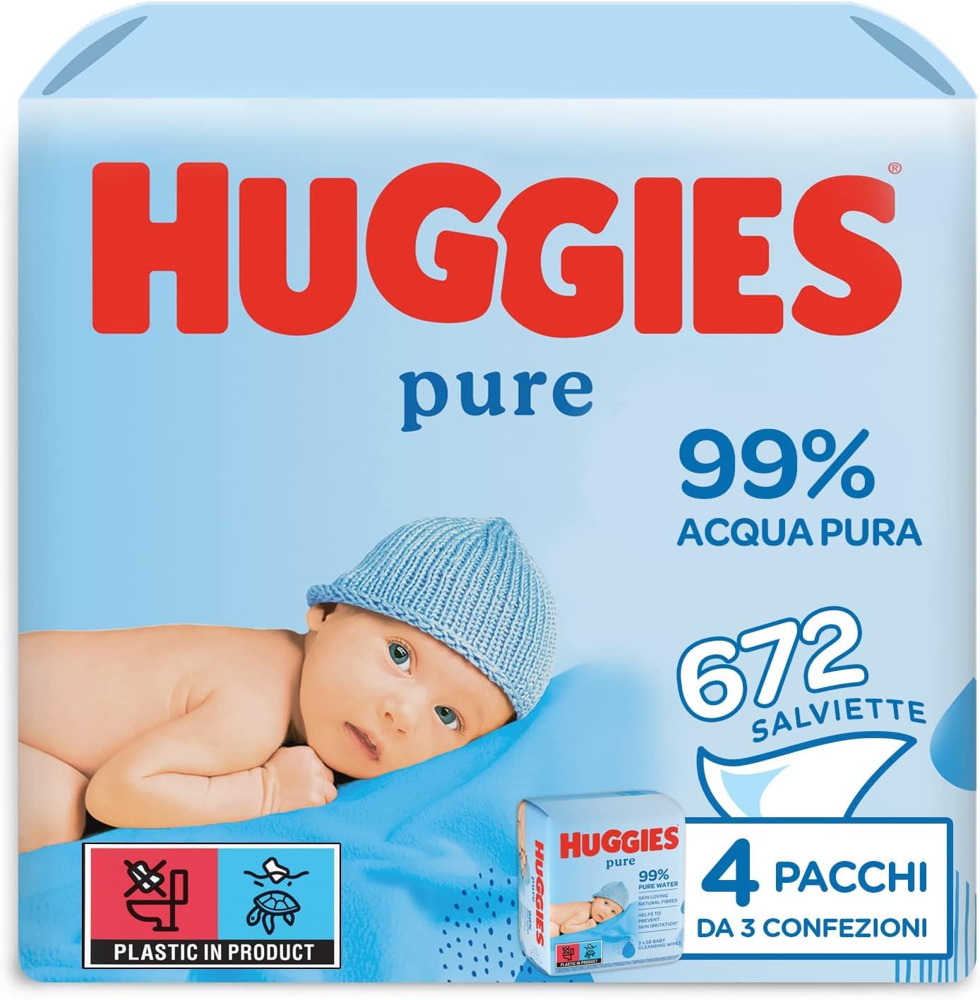 Huggies Pure Salviette Umidificate per Bambini (12x56 pz)