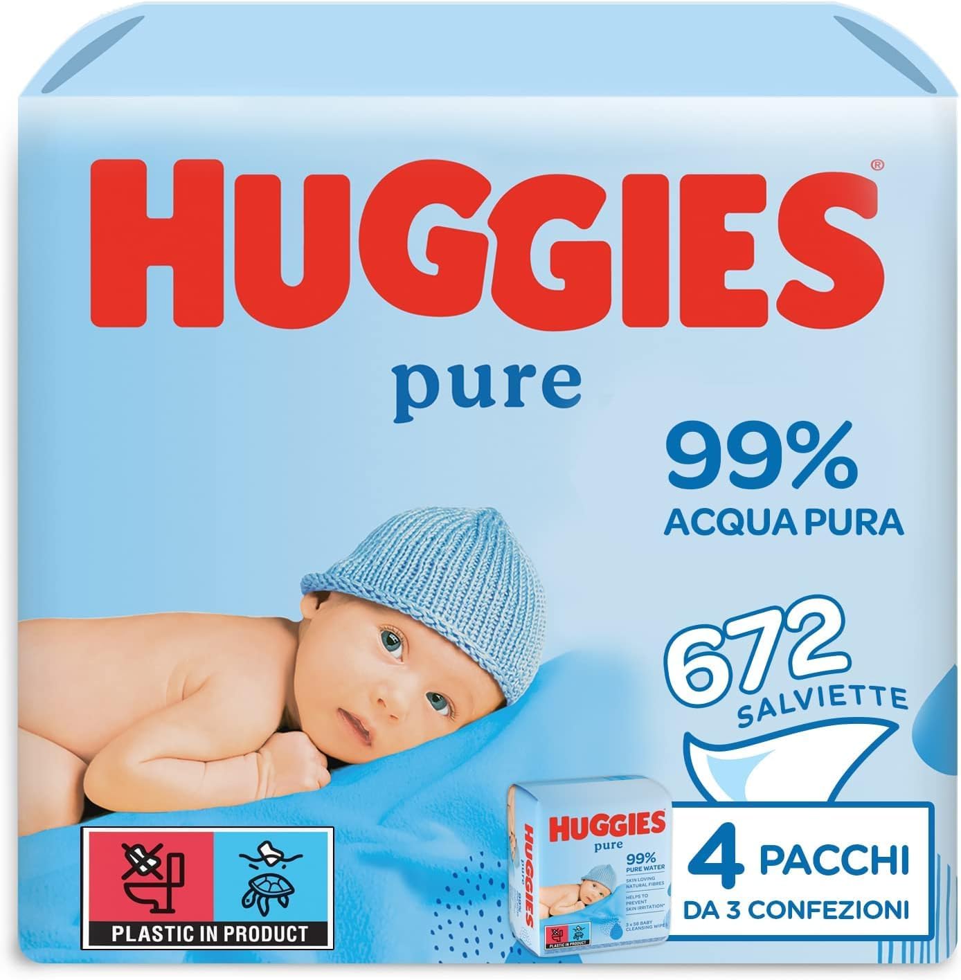 Huggies Pure Salviette Umidificate per Bambini (12x56 pz) - immagine 1
