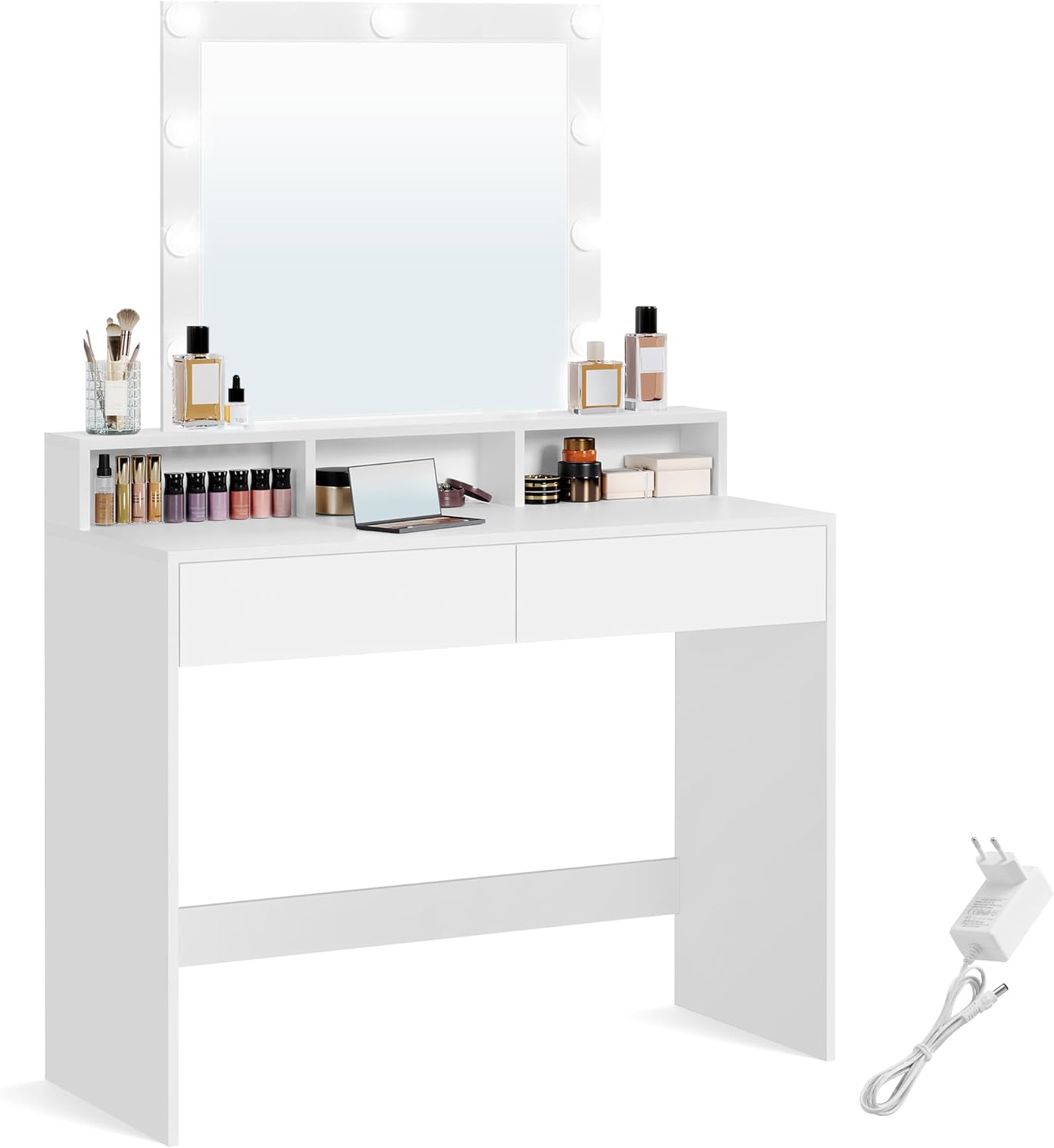 Vasagle Toeletta con Luce LED e Specchio, Bianco