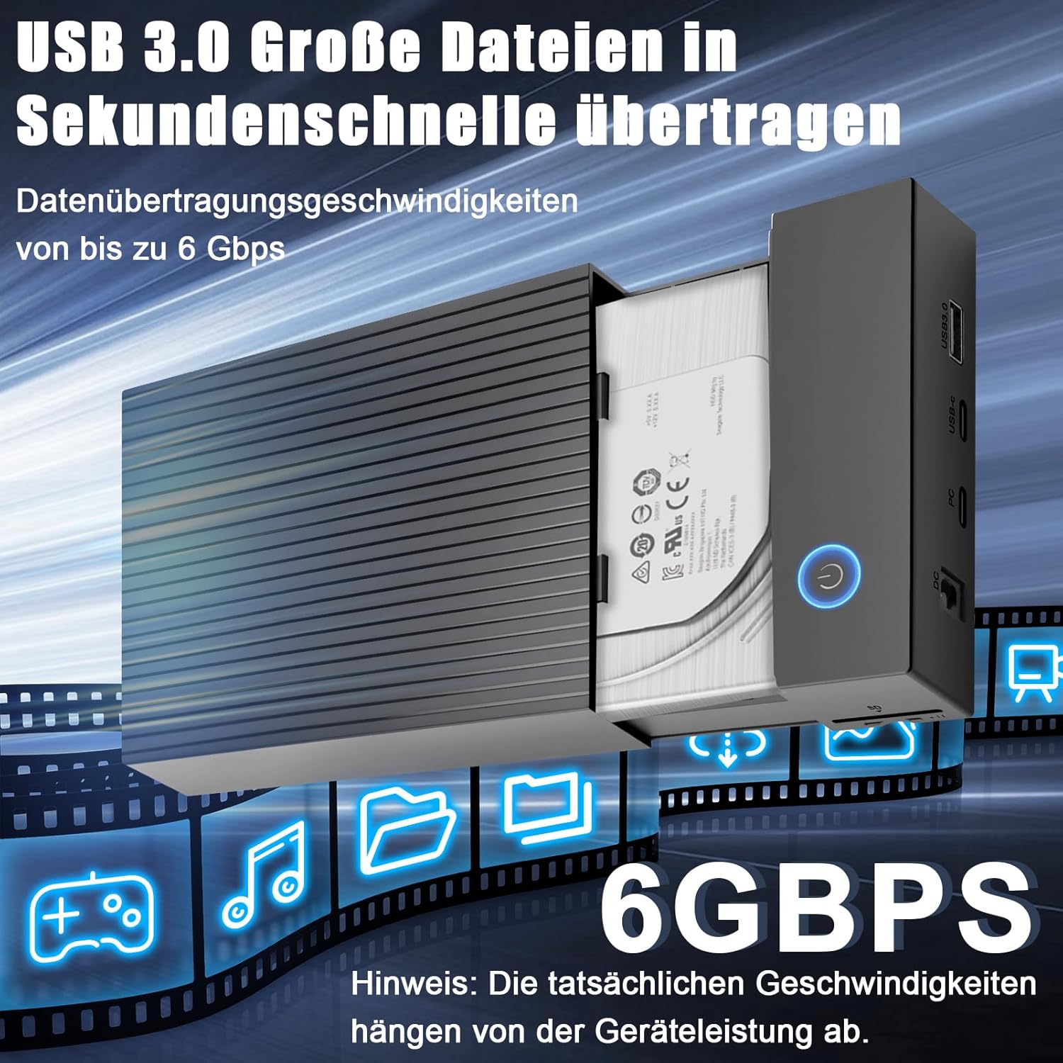 Docking Station USB 3.0 per SSD/HDD Esterno 2,5"/3,5" - immagine 3