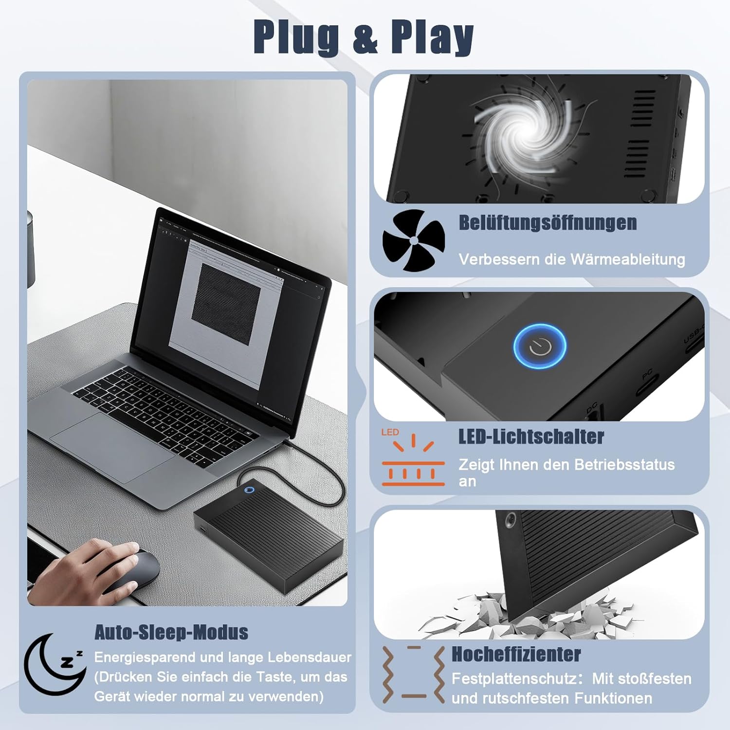 Docking Station USB 3.0 per SSD/HDD Esterno 2,5"/3,5" - immagine 4