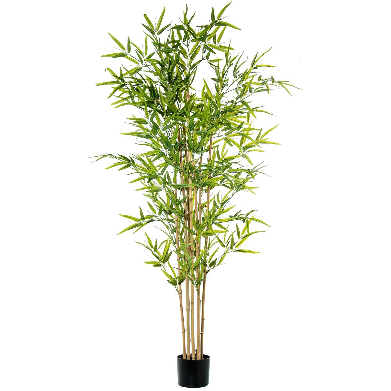 Pianta artificiale in bambù con 7 tronchi in PVC in verde 180 x 35 x 35 cm