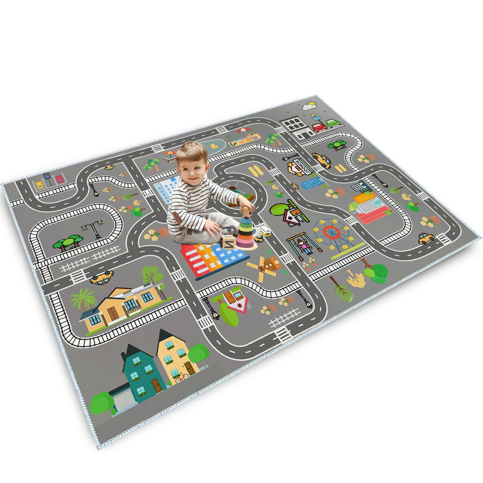 Tappeto Pista Macchinine Antiscivolo Lavabile 90x150cm