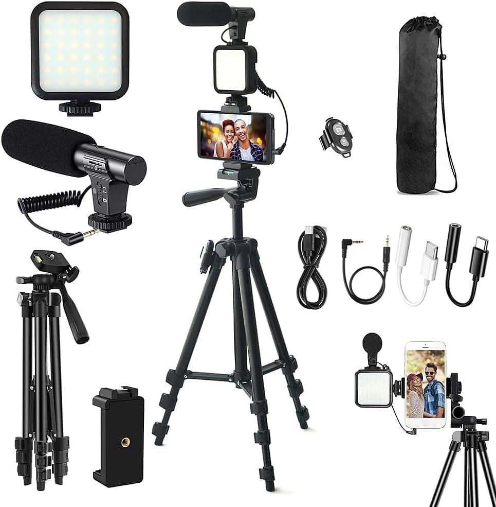 Ultimate Vlogging Kit - Treppiede, Microfono, Luce, Telecomando
