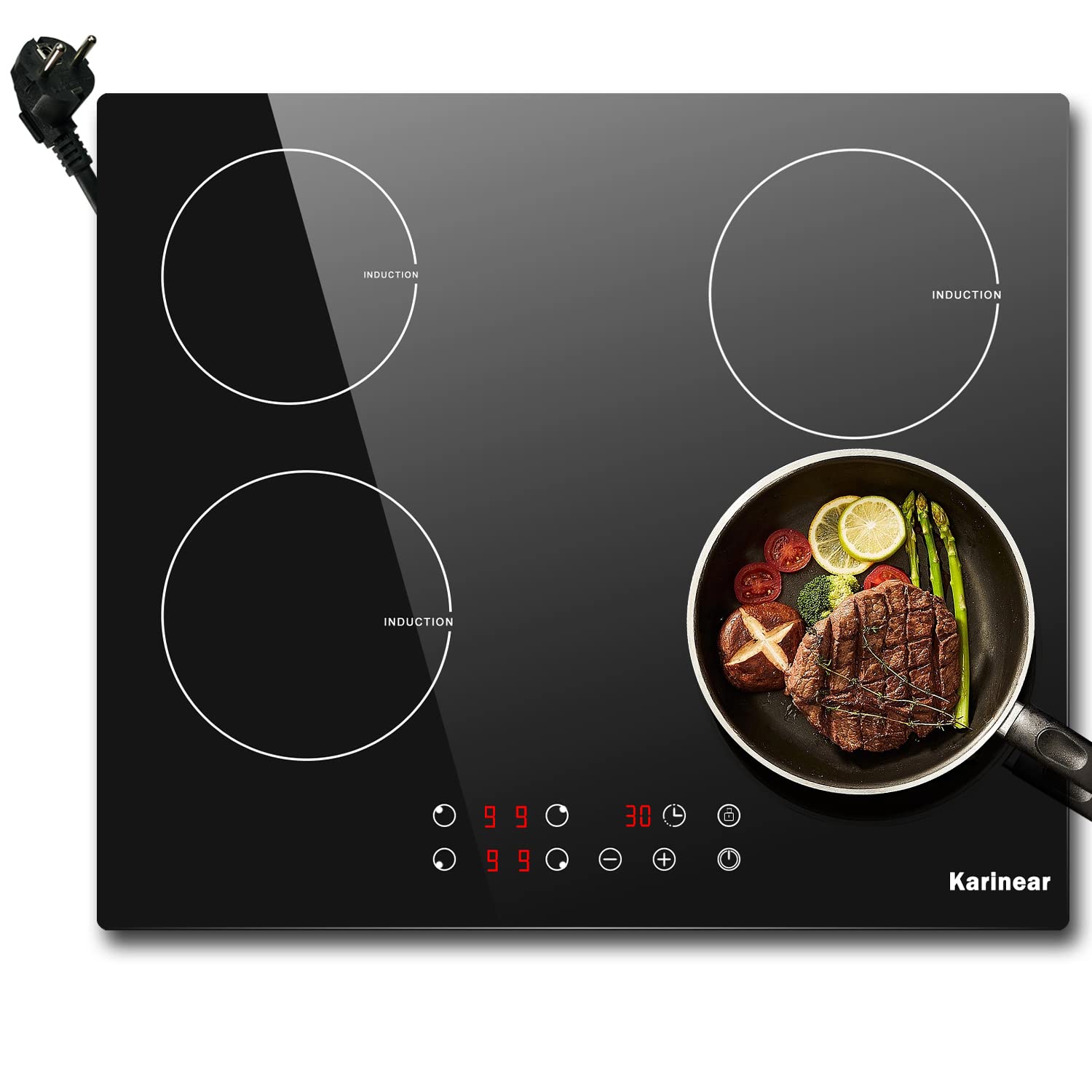 Karinear Piano Cottura a Induzione 60cm 4 Fuochi 3500W