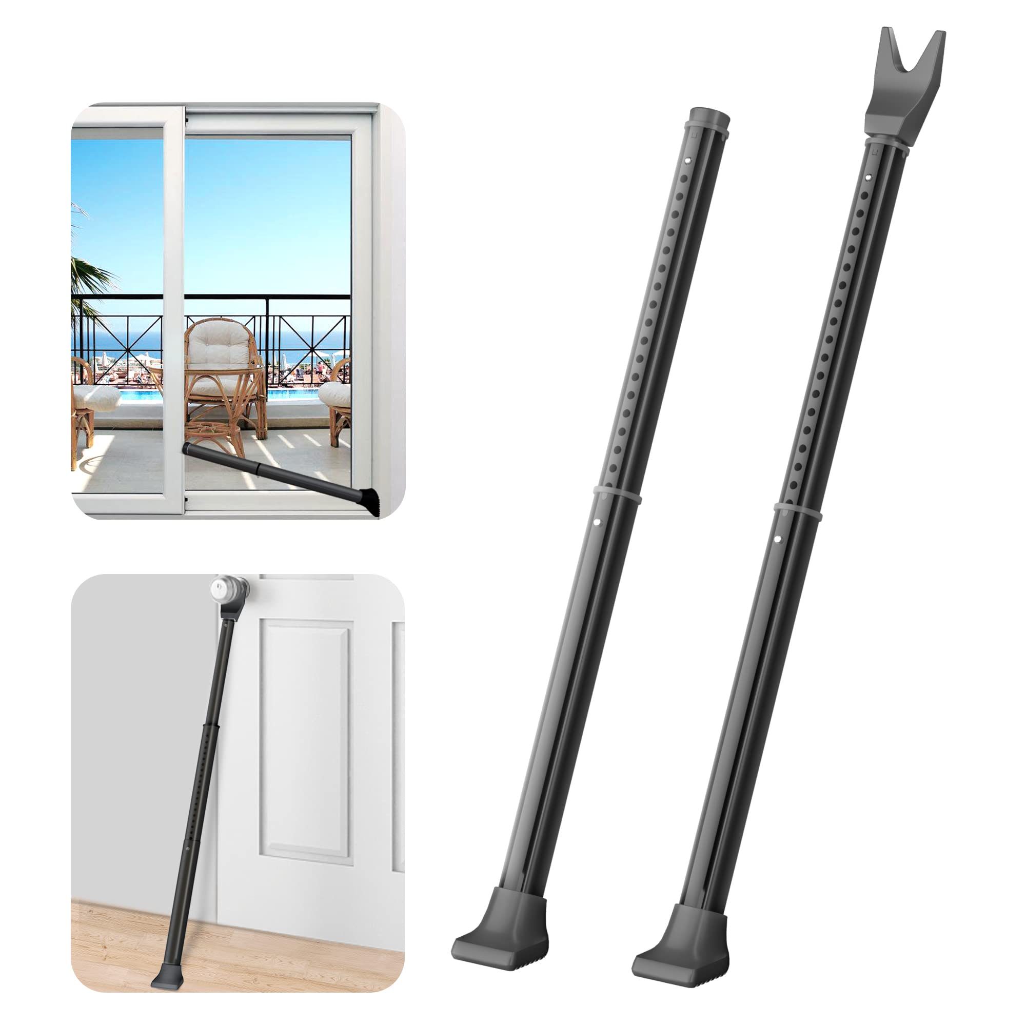 Barra di Sicurezza per Porta d'Ingresso/Scorrevole (2 pz), Nero