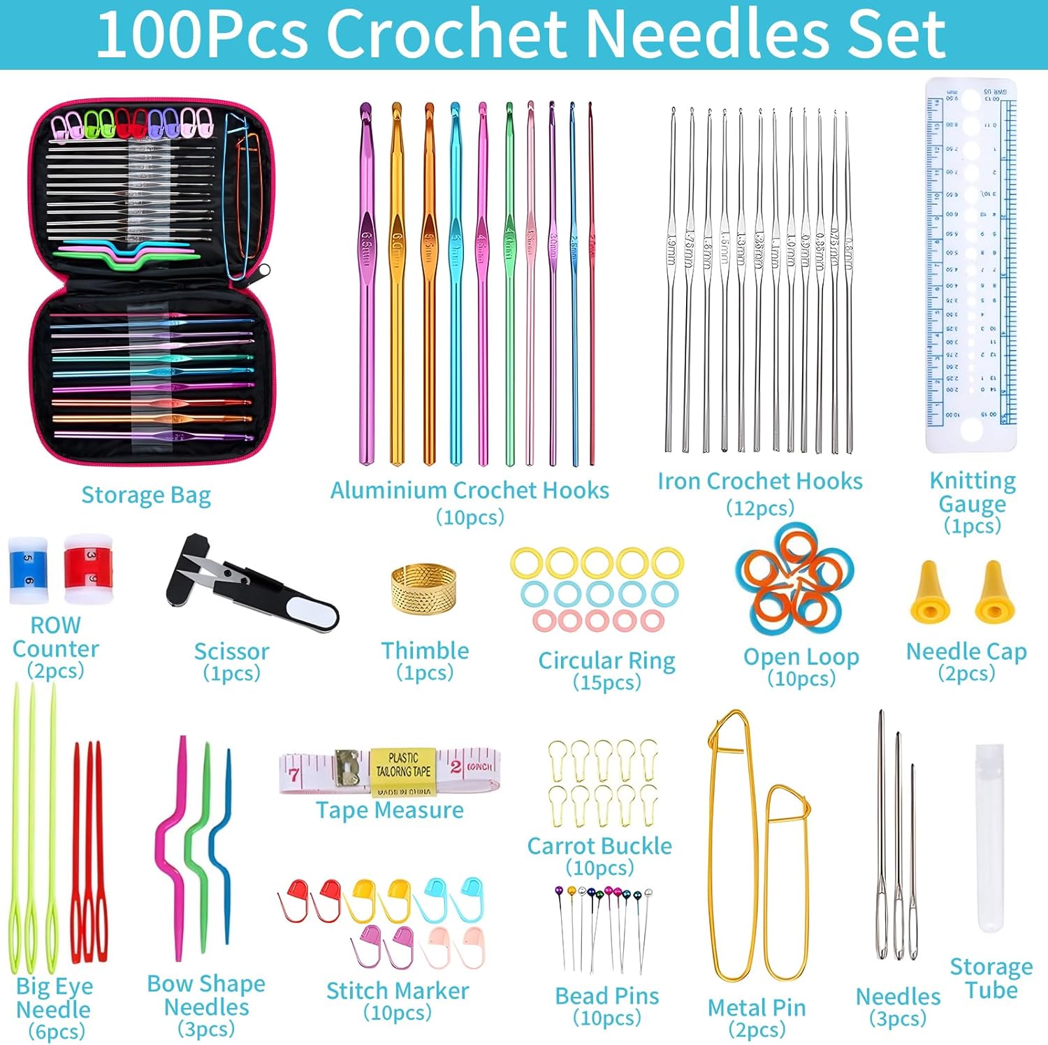 Thinton Set 100 Uncinetti Ergonomici con Custodia - immagine 2