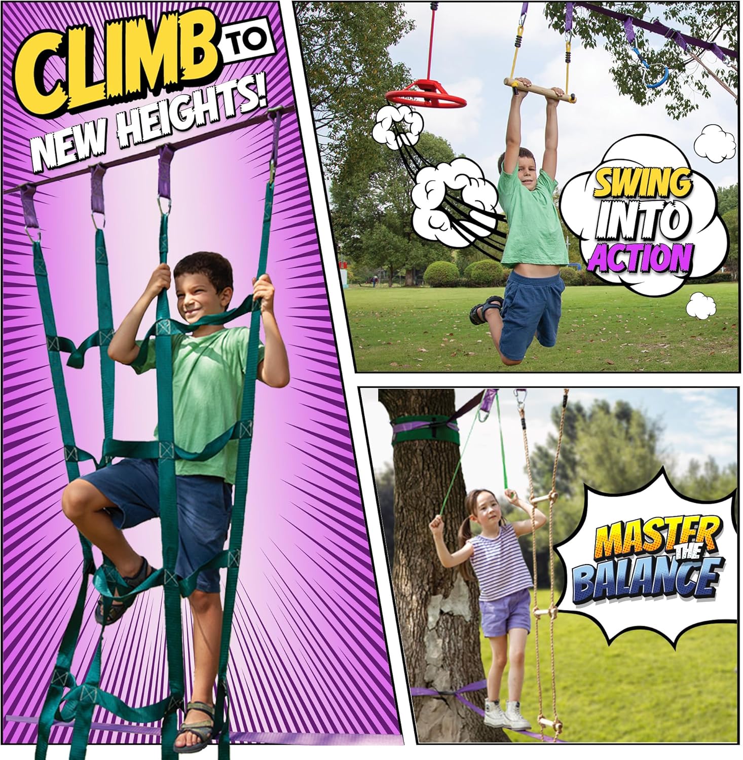 Trailblaze Ninja Line Obstacle Course for Kids - 40' - immagine 3