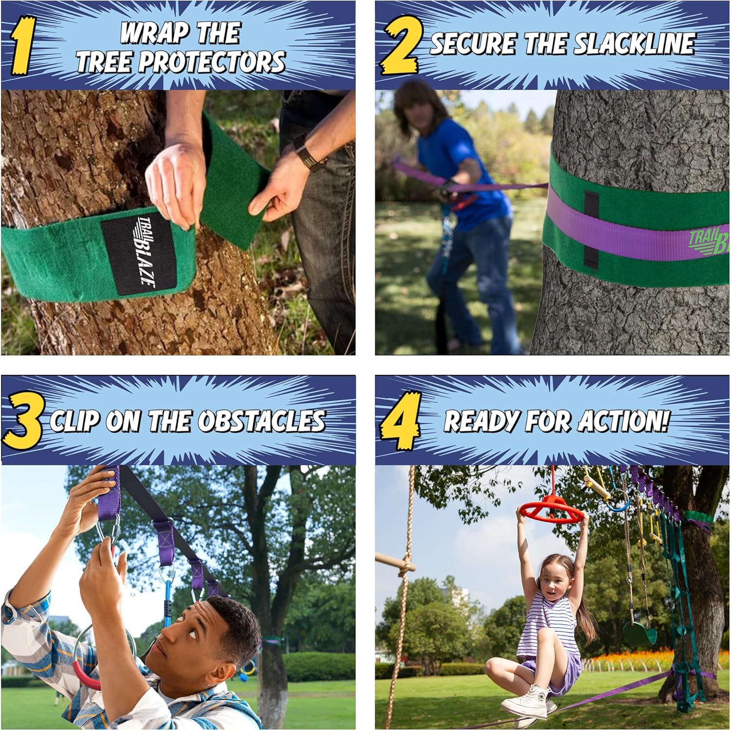 Trailblaze Ninja Line Obstacle Course for Kids - 40' - immagine 6