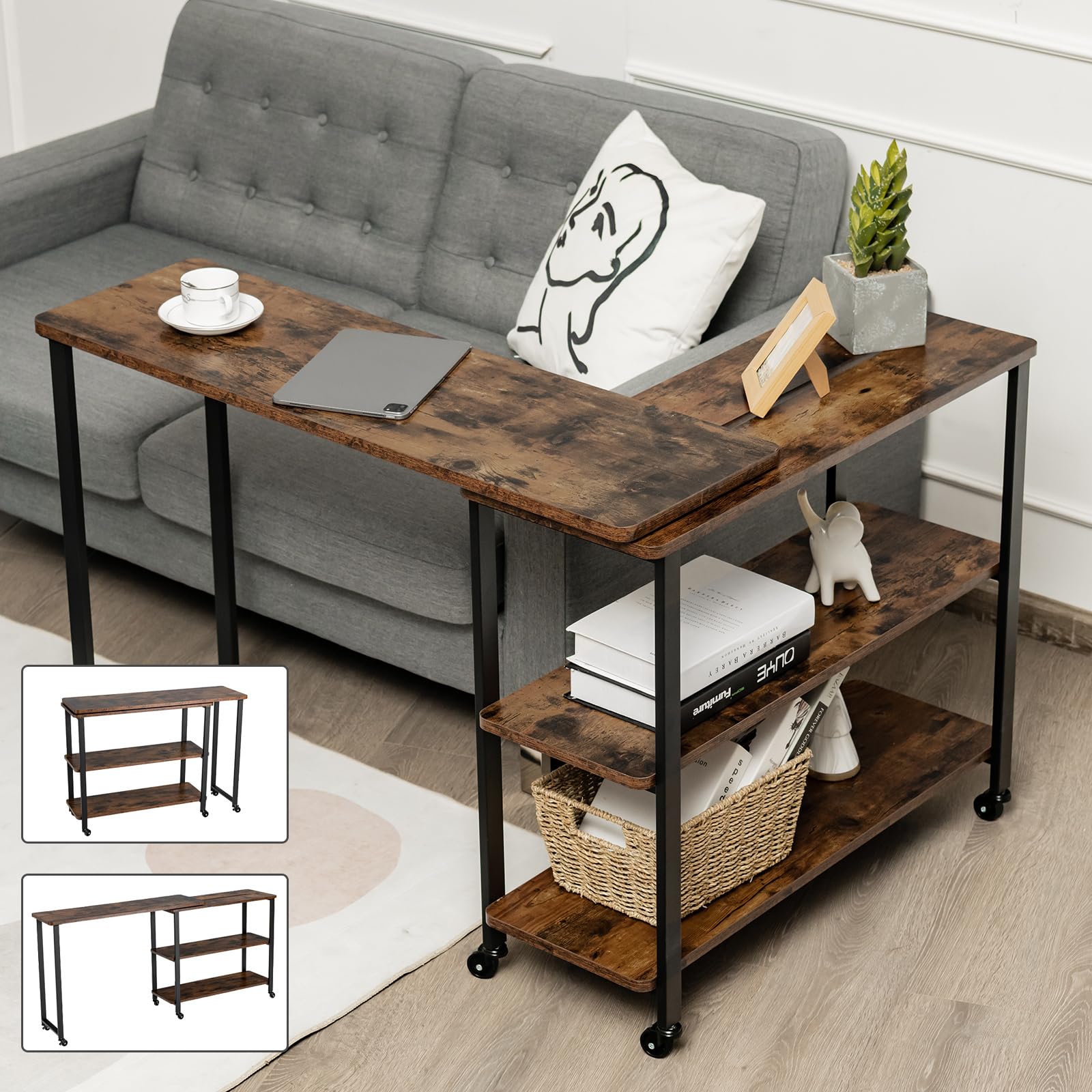 COSTWAY Tavolino, Legno ingegnerizzato Metallo, 156,5 x 30 x 72,5 cm