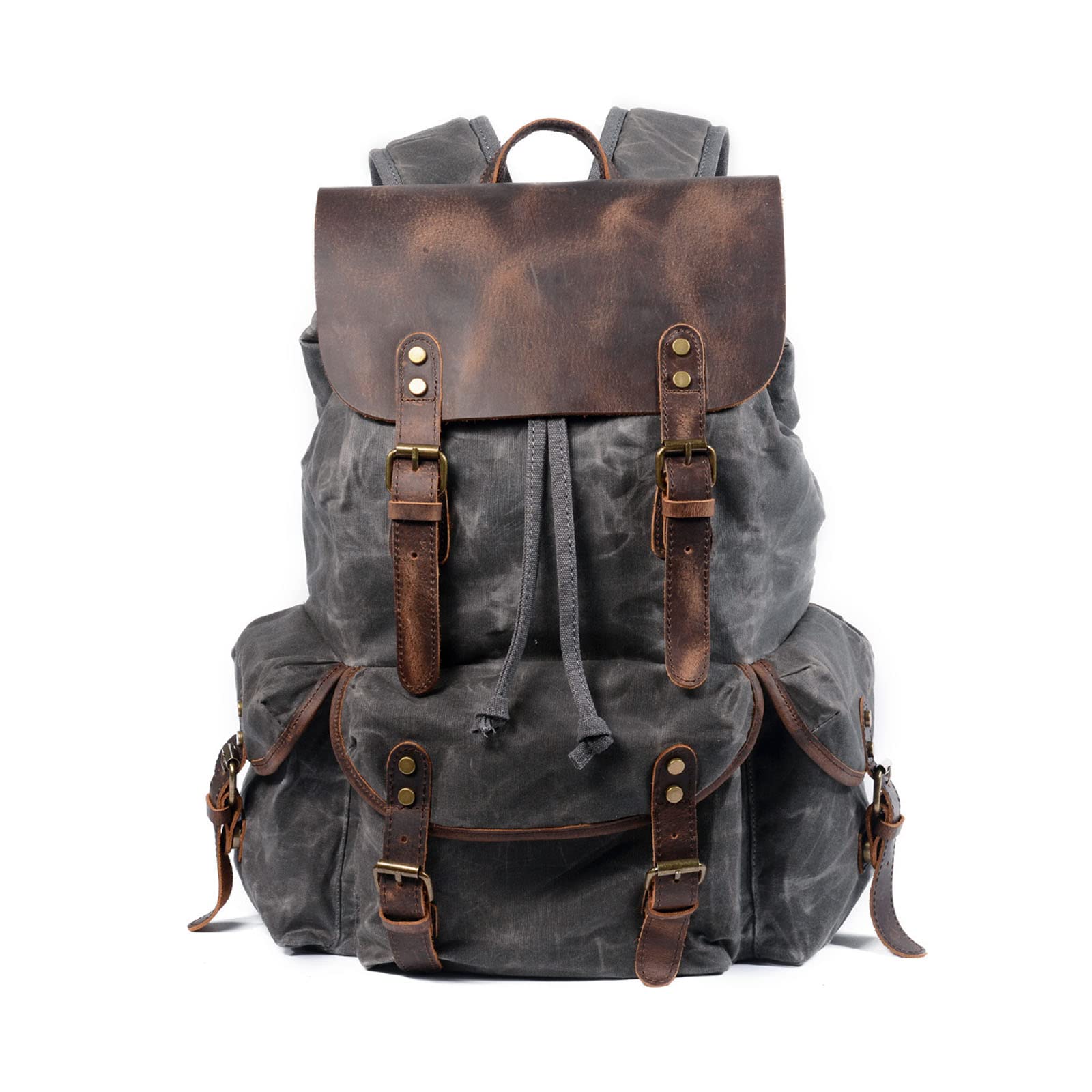 FANDARE Zaino da Viaggio Tela Grande Grigio Verde