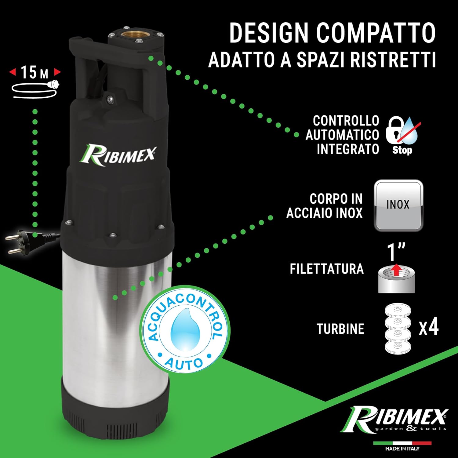 Ribimex Pompa Sommersa per Pozzi 1200W 6000L/h - immagine 3