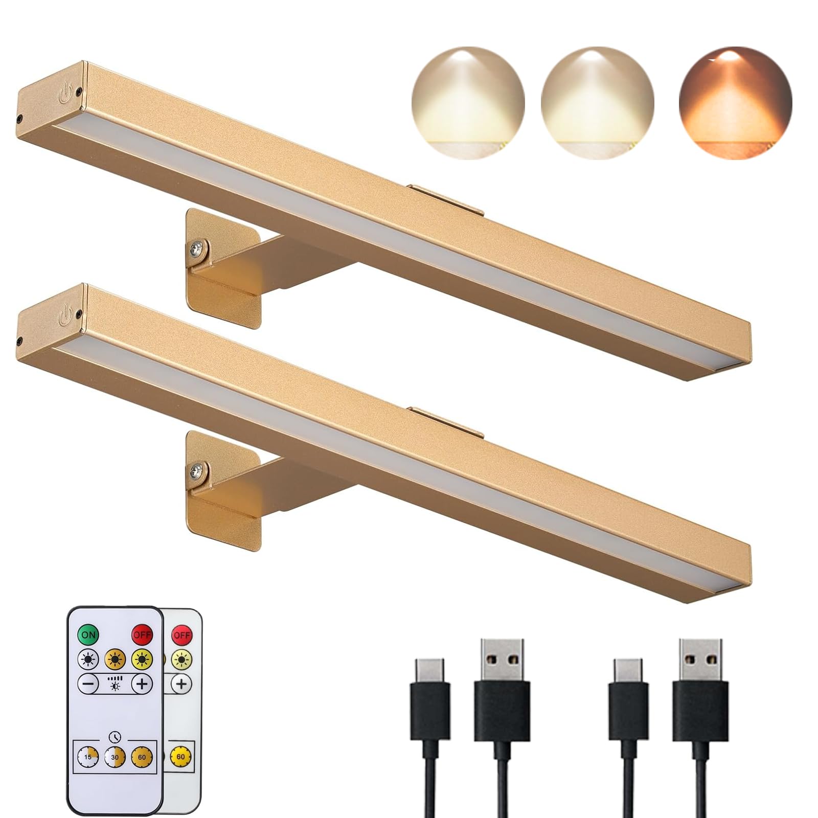 VIGMOJ Luci Wireless con Telecomando, Oro Rosa, 2 pz