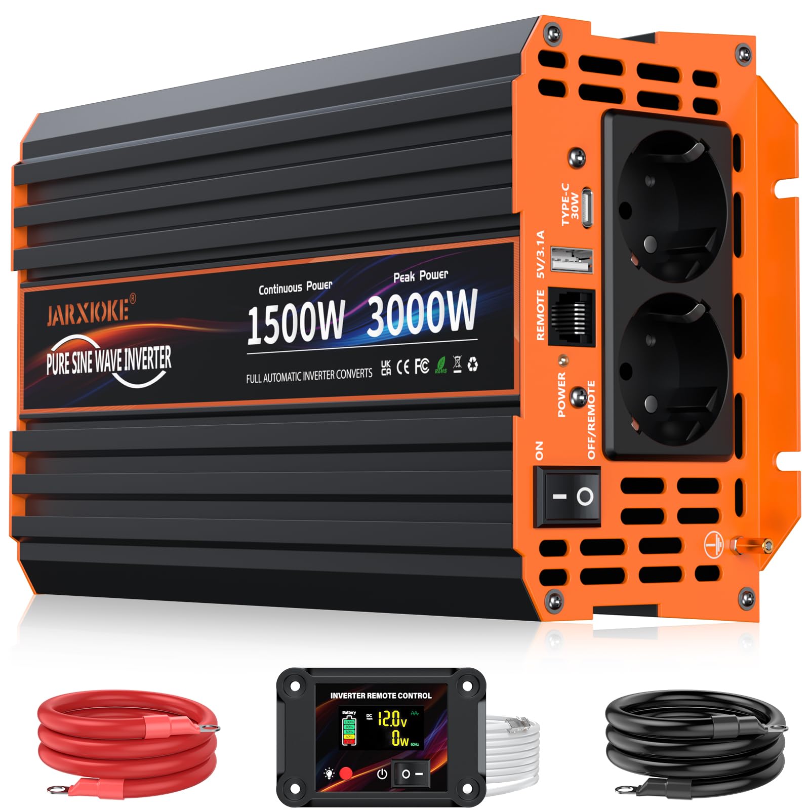 Inverter Sinusoidale Puro 1500W 12V-230V con Telecomando