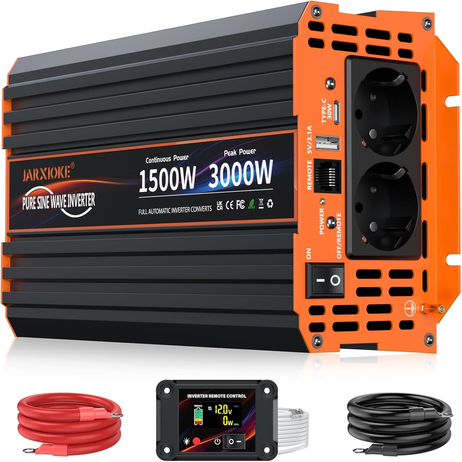 Inverter Sinusoidale Puro 1500W 12V-230V con Telecomando - immagine 1