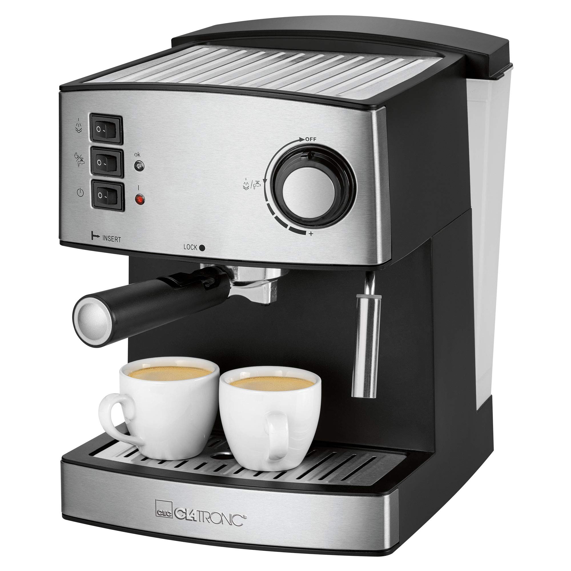 Clatronic ES 3643 - Macchina Caffè Espresso 15 Bar, Nero