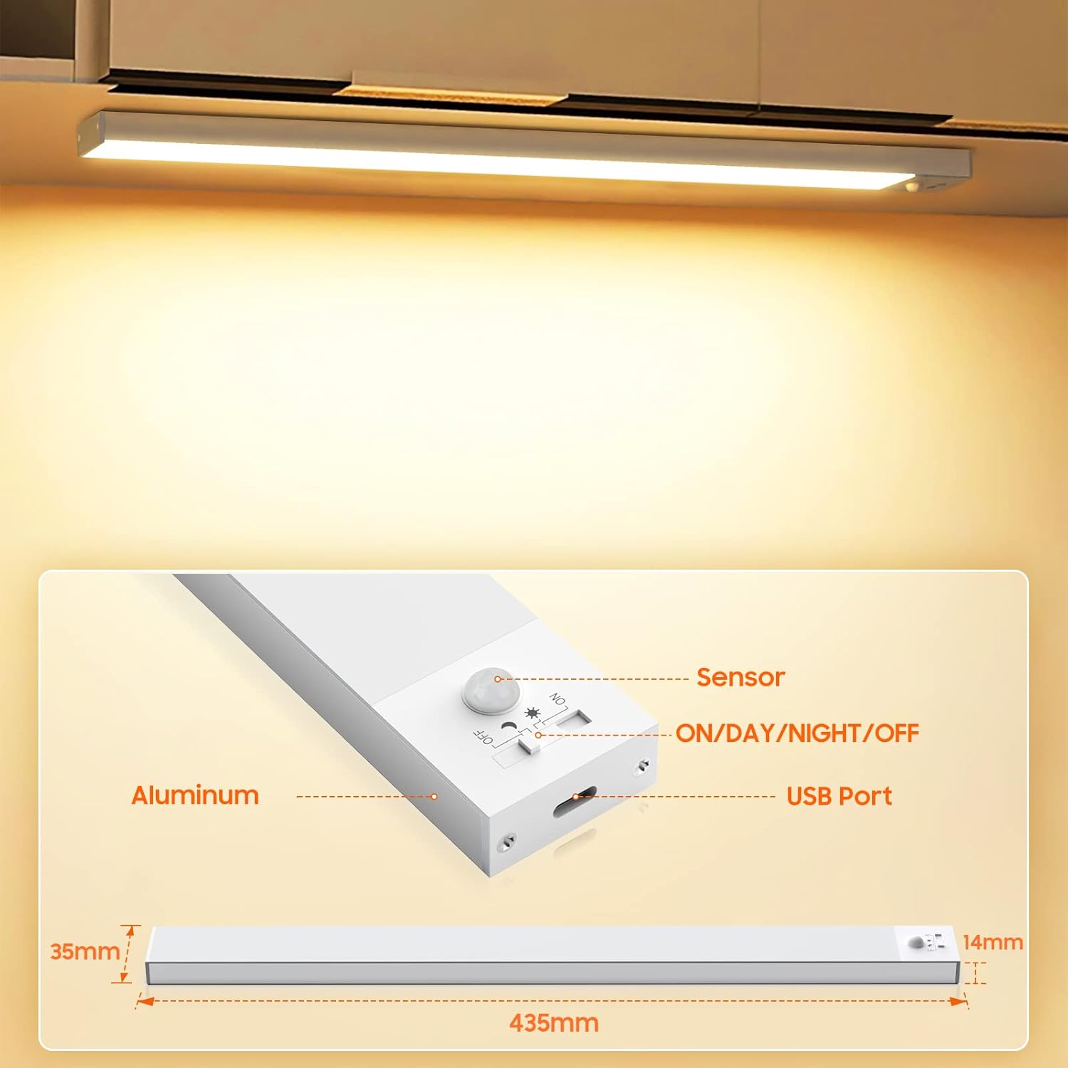 Luce Led Sottopensile Cucina 43cm 2PCS 2500mAh - immagine 6