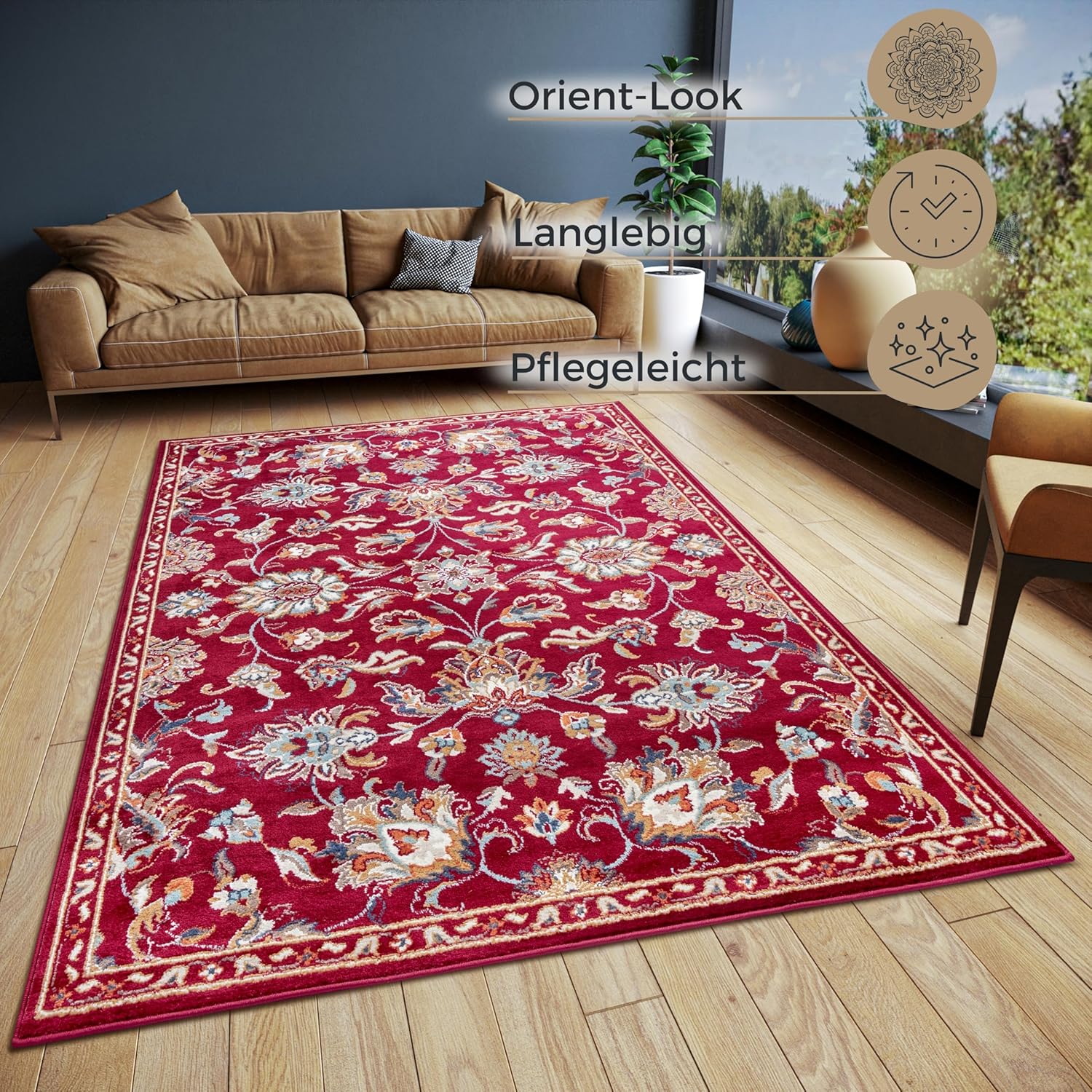 Hanse Home Caracci - Tappeto Orientale Classico 120x170cm, Rosso - immagine 2