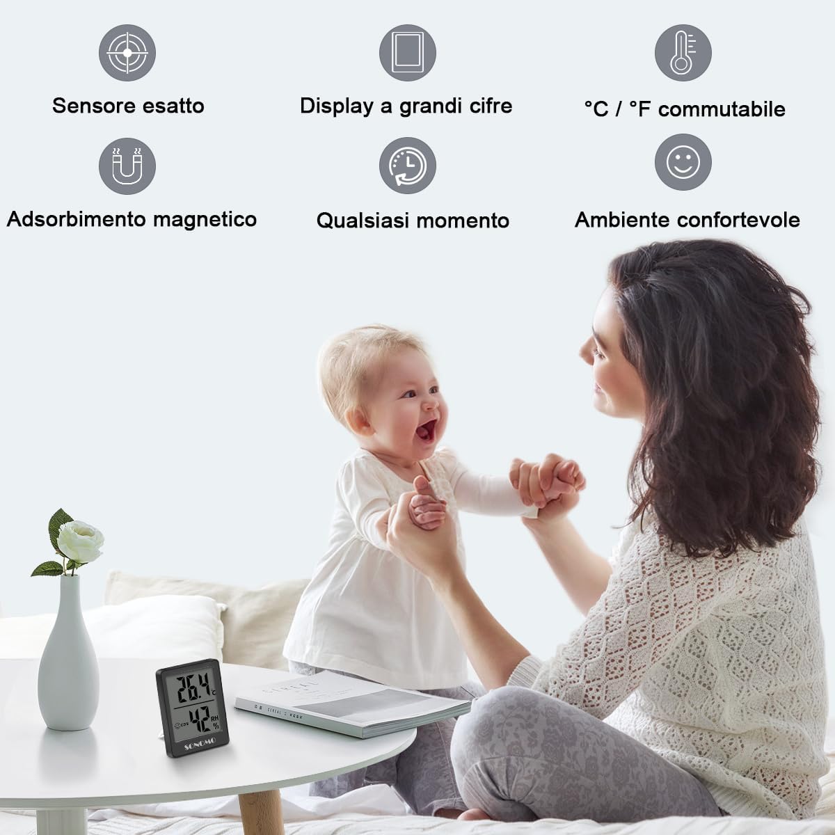 Sonomo Termoigrometro Digitale per Interni (2 pezzi) - immagine 2