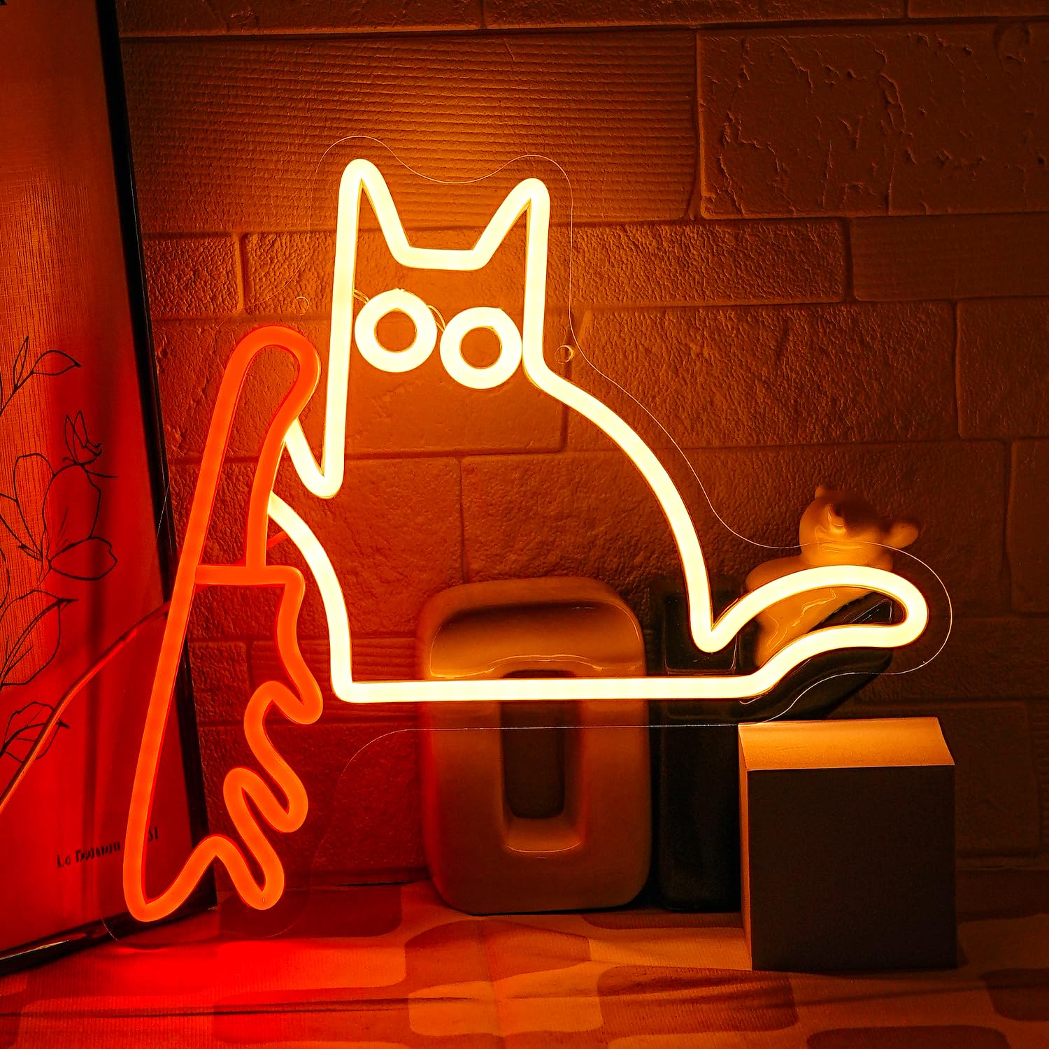 Pannello Luminoso Neon LED Gatto con Coltello