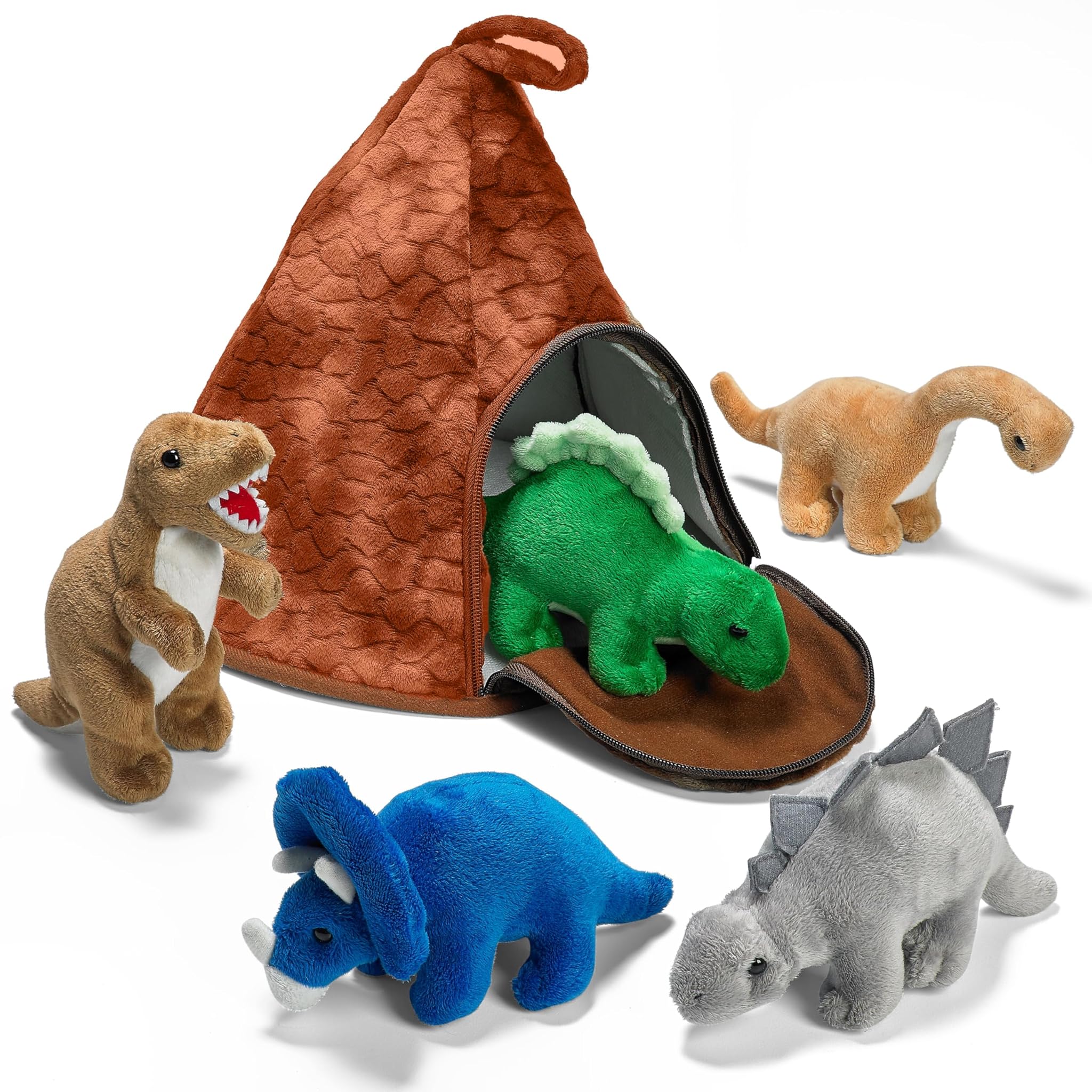 Casa Vulcano Dinosauri con 5 Peluche
