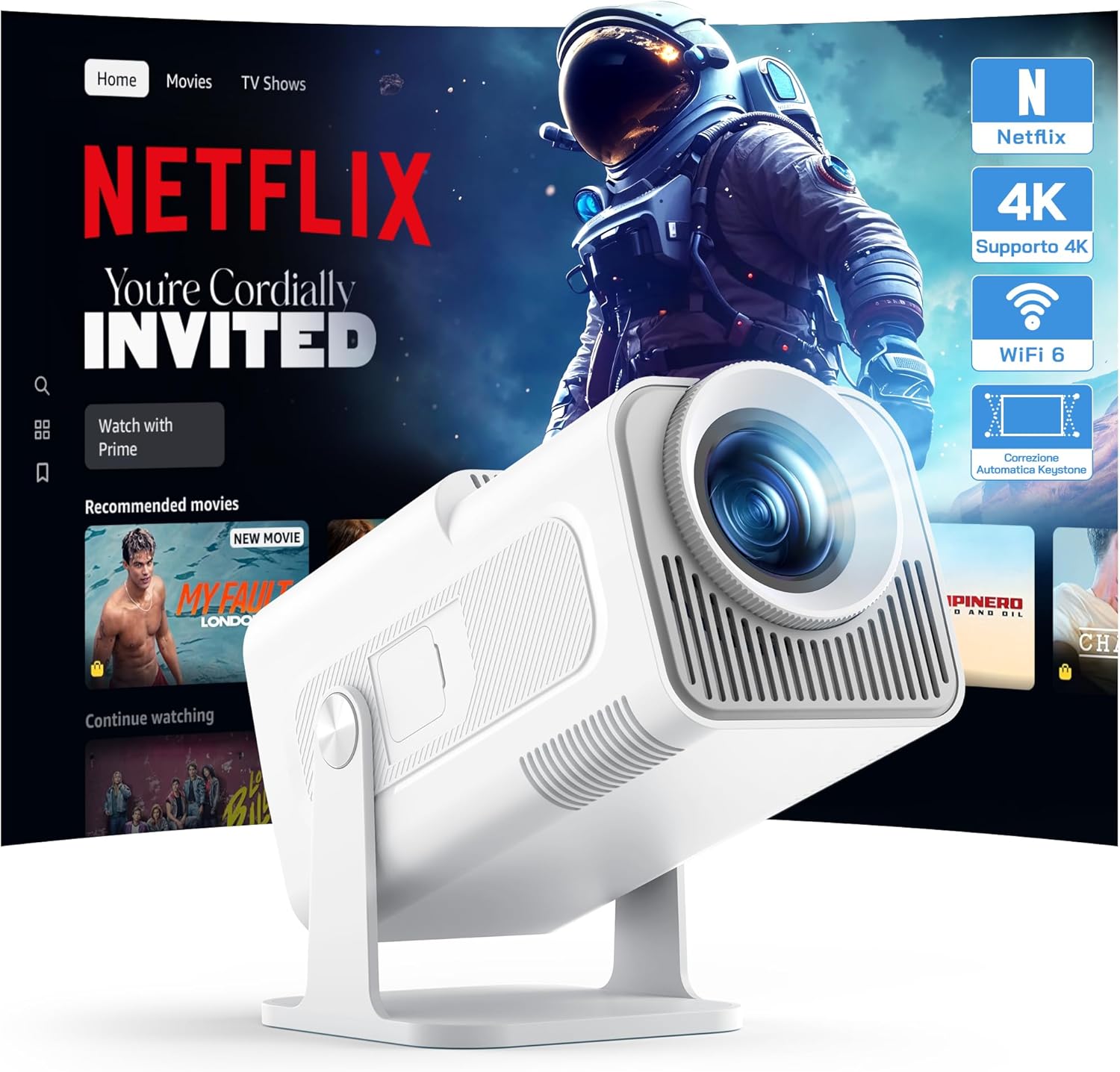 Wolfang 4K Mini Proiettore con App Integrata - immagine 1