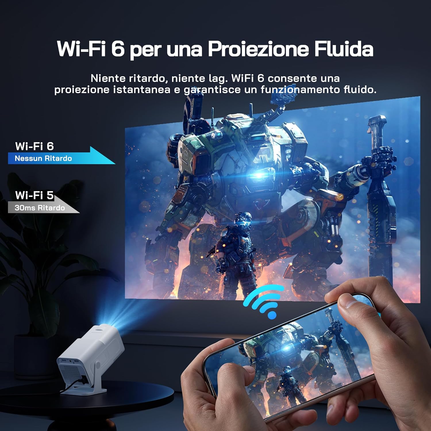 Wolfang 4K Mini Proiettore con App Integrata - immagine 3