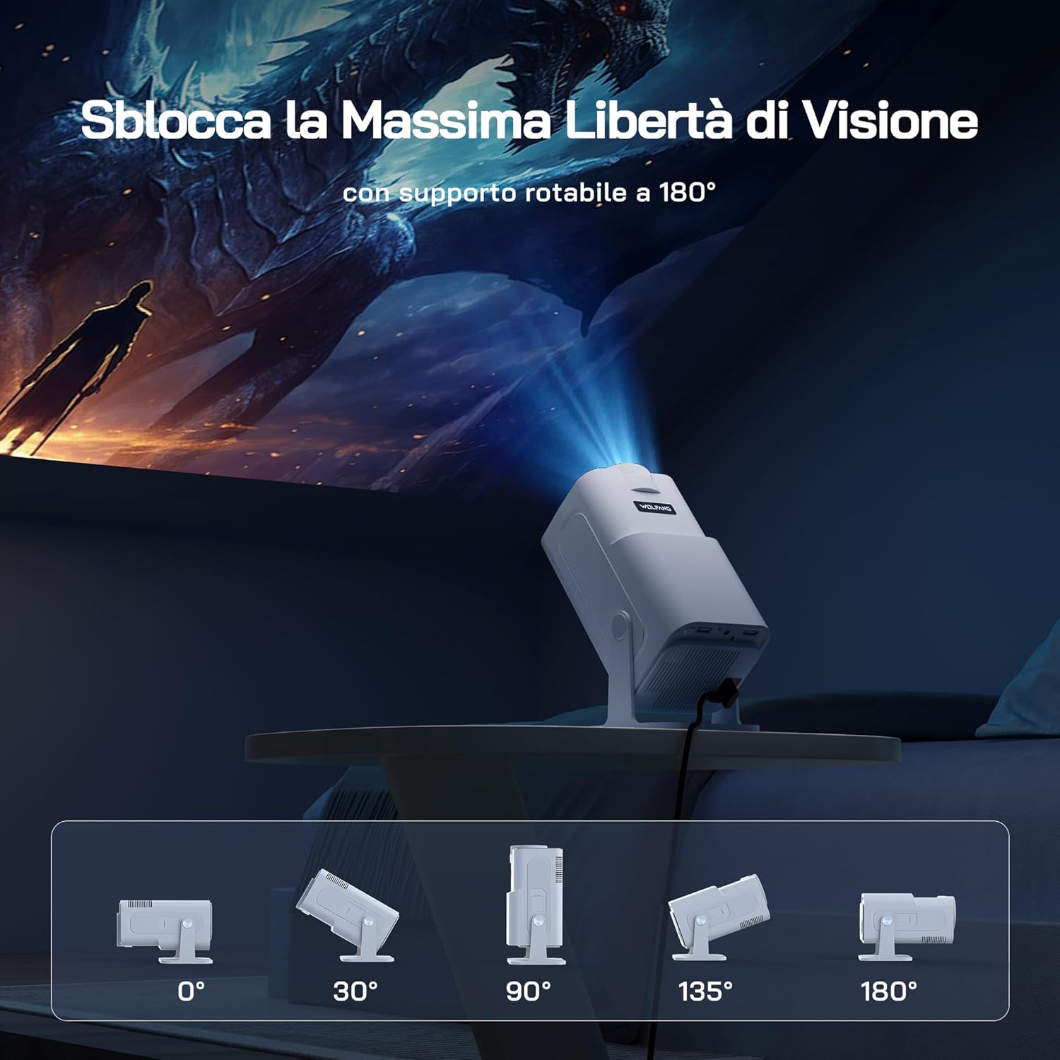 Wolfang 4K Mini Proiettore con App Integrata - immagine 5