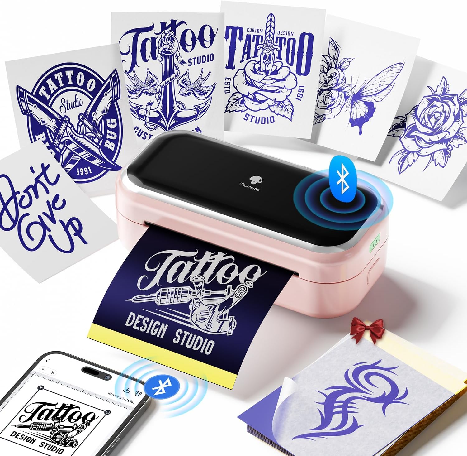 Phomemo TP31 Mini Stampante Stencil Tattoo Bluetooth, Rosa - immagine 1