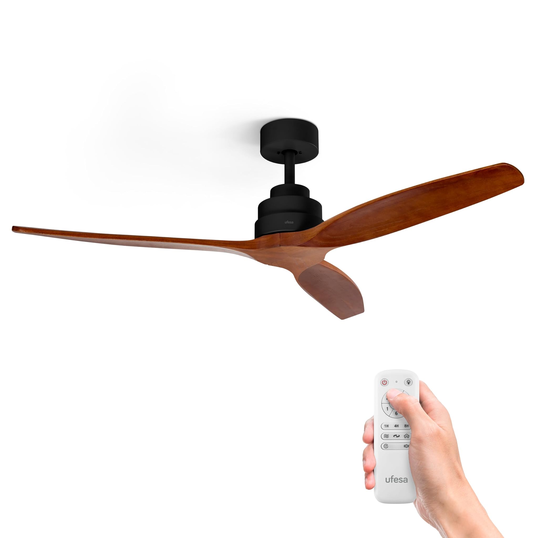 Ufesa Ventilatore da Soffitto CFTB 40W, Nero-Legno Scuro