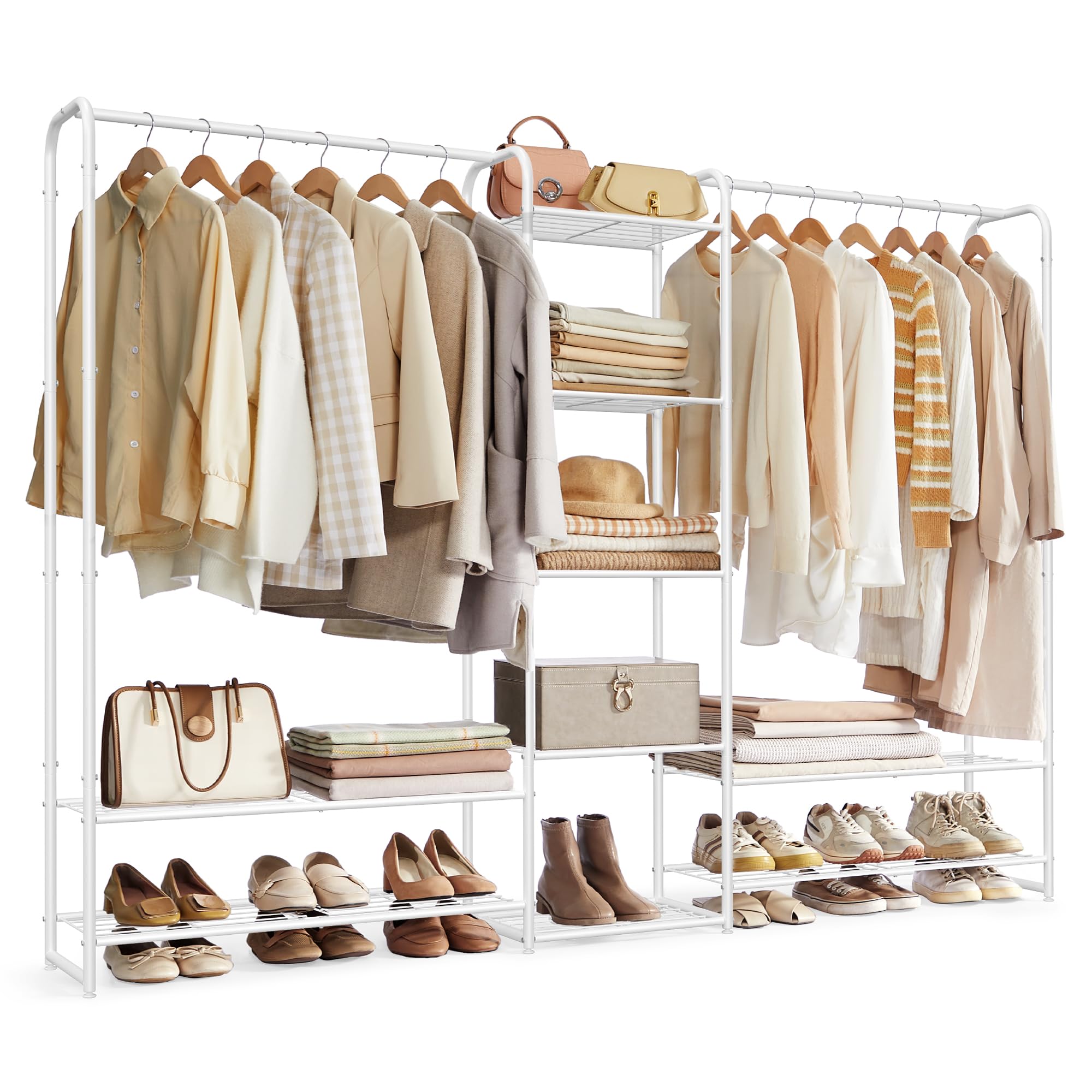 Songmics Appendiabiti Armadio Aperto, Bianco Opaco