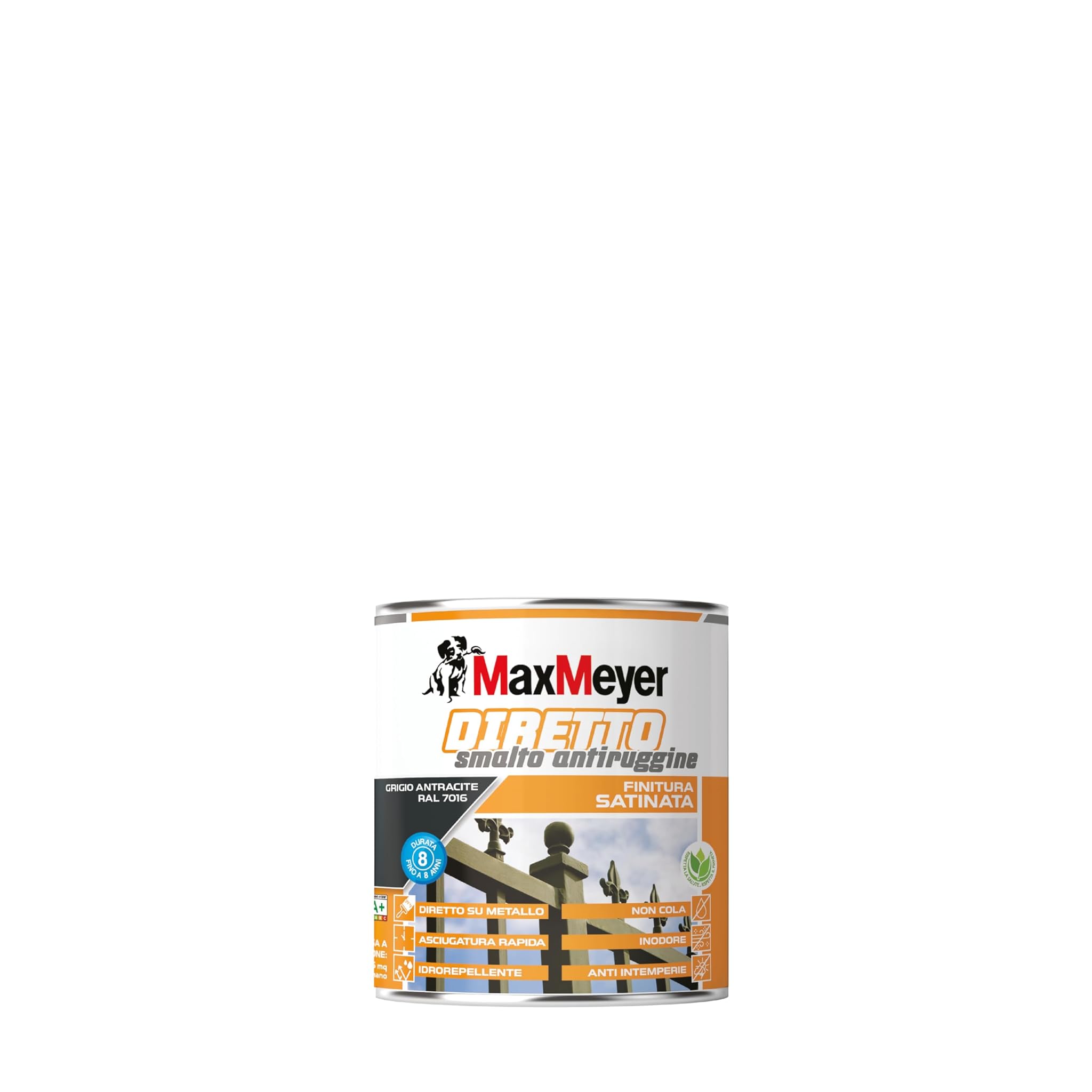 MAXMEYER Diretto Antiruggine Satinato R7016 Grigio Antracite 0.75 L