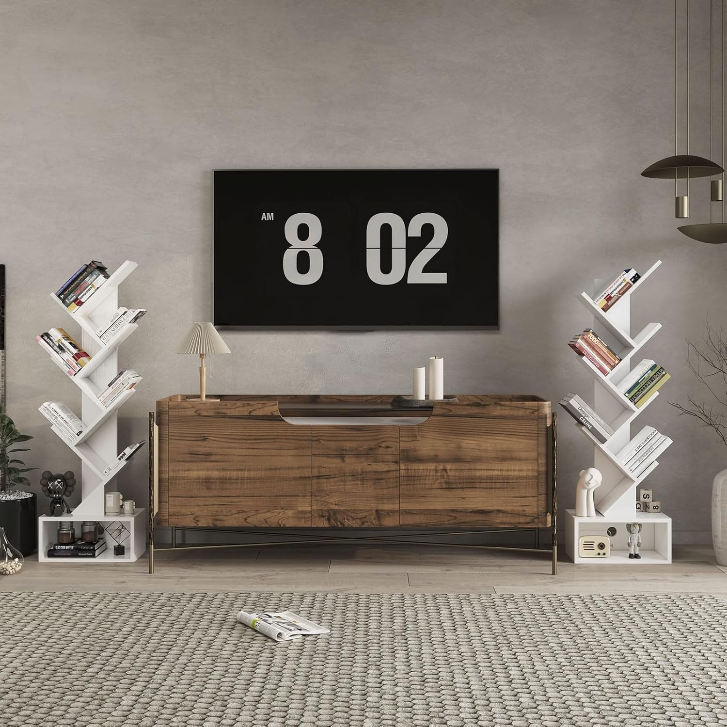 Ymyny Libreria ad Albero 6 Ripiani con Cassetti, Bianco - immagine 6