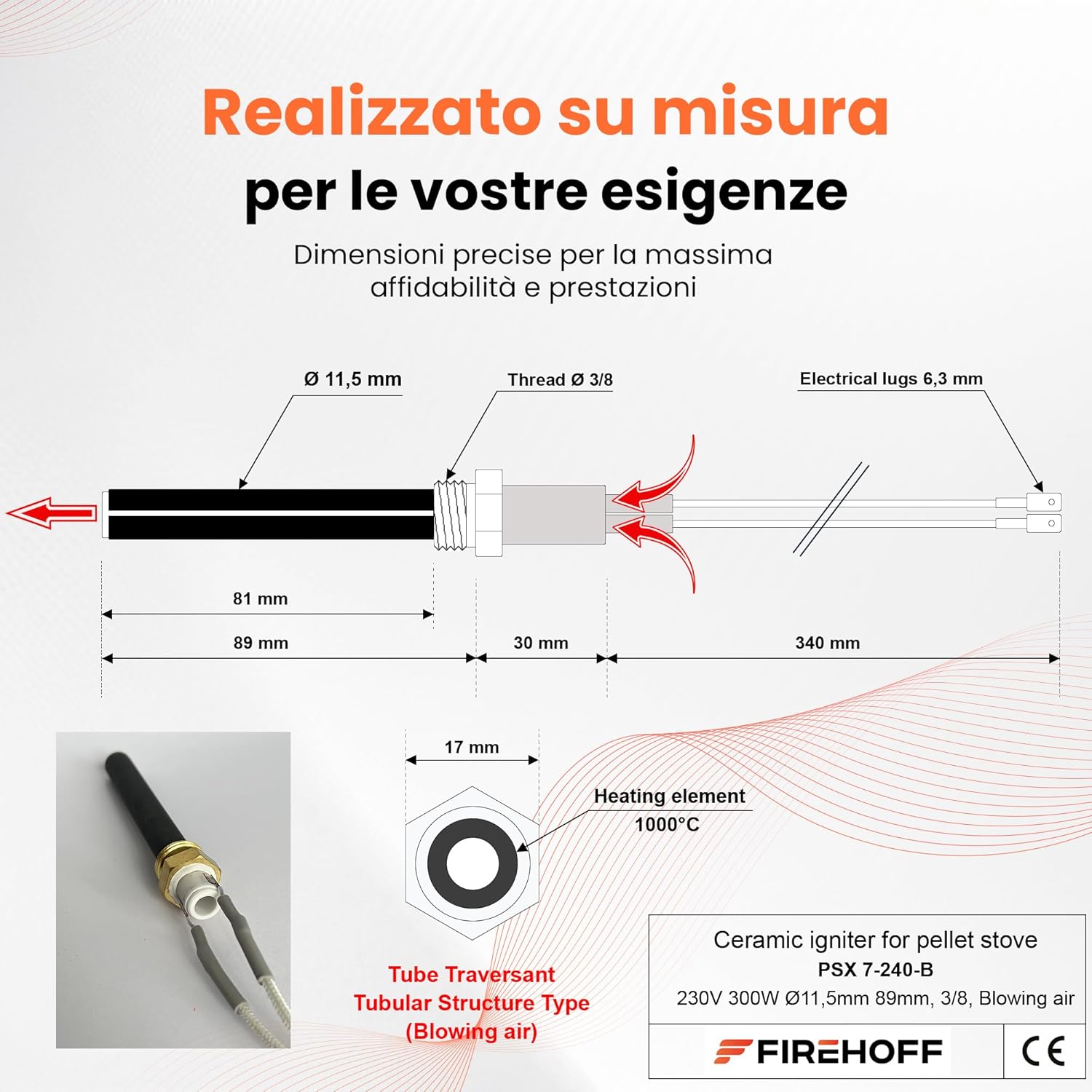 Candela in Ceramica per Stufa a Pellet 300W - immagine 3