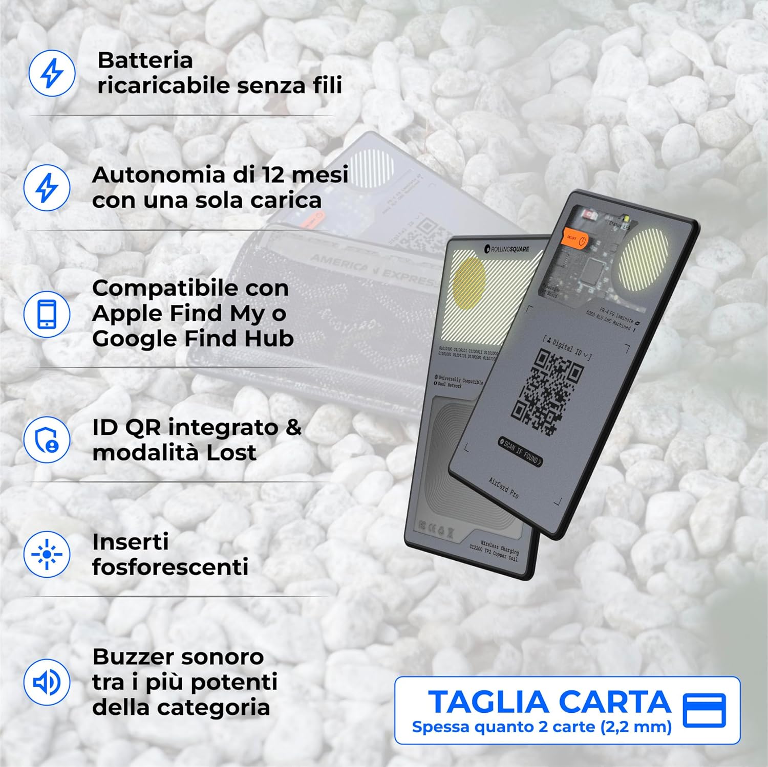 Rolling Square AirCard Pro Dual - Wallet Tracker Grigio - immagine 2