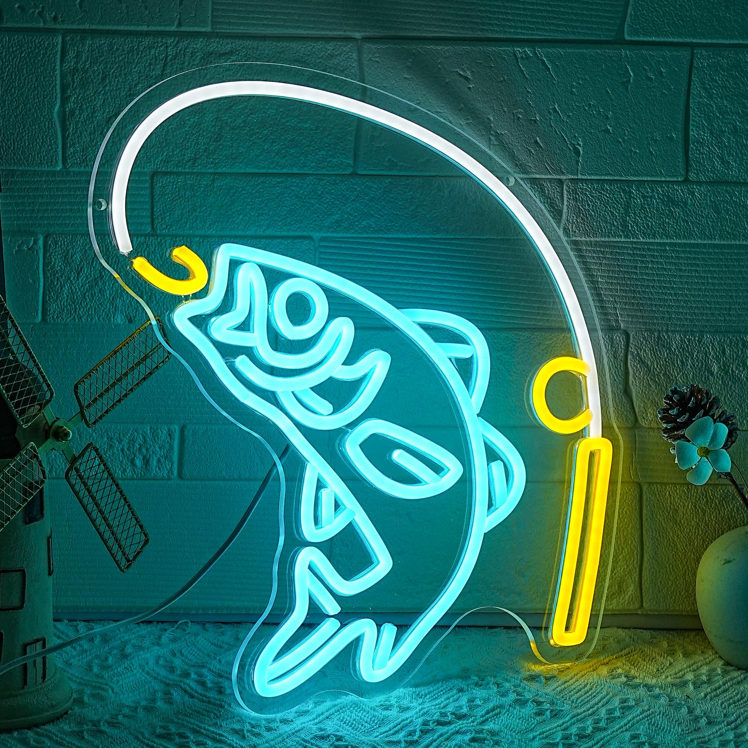 Lmsignly Segno Neon LED "Pesca" per Decorazione Parete