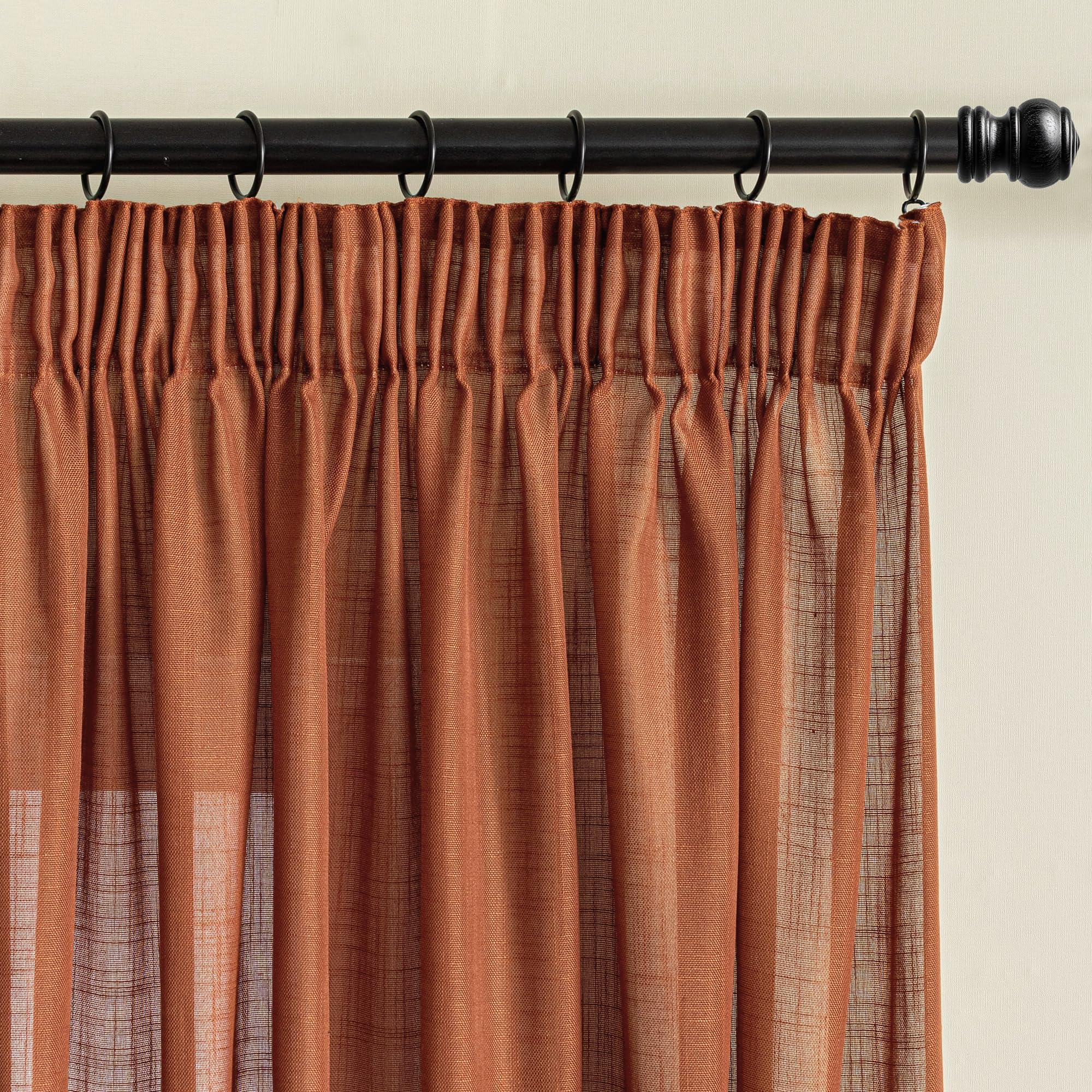 MYSKY HOME Tende con nastro arricciato, effetto lino, moderne, semitrasparenti, per soggiorno, stile naturale, set da 2 pezzi, altezza 245 x larghezza 140 cm, terracotta