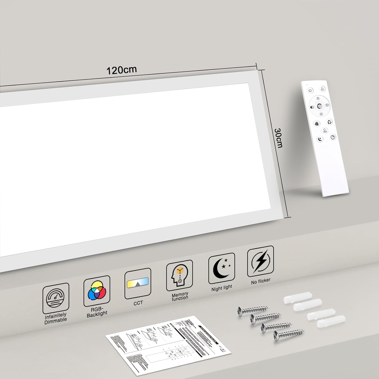 Oraymin Plafoniera a Pannello LED Dimmerabile 120x30cm - immagine 8