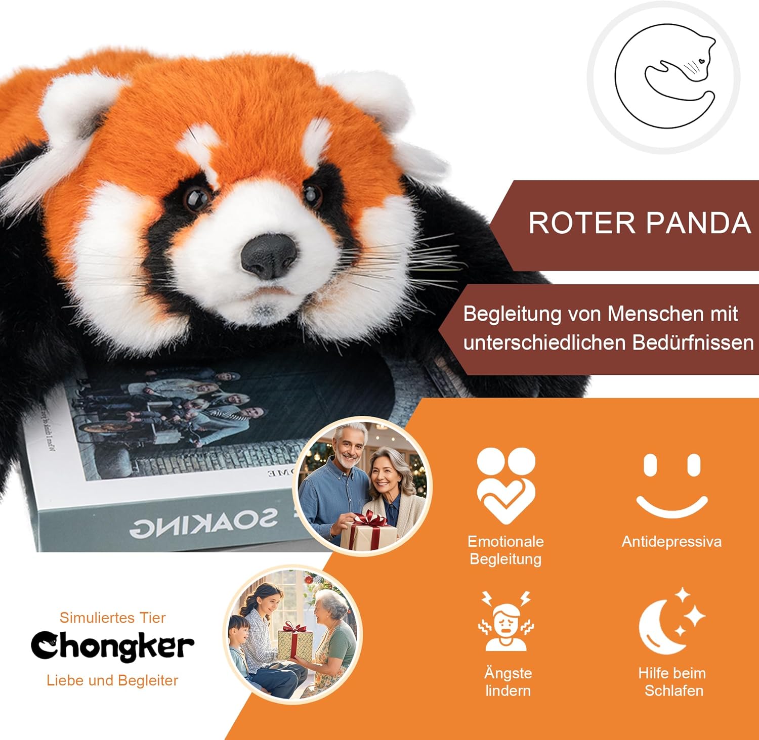 Chongker Peluche Piccolo Panda Realistico Fatto a Mano - immagine 2