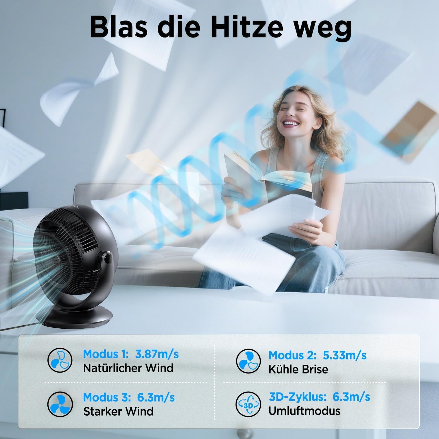 Easyacc Ventilatore da Tavolo Silenzioso 25dB con Telecomando - immagine 4