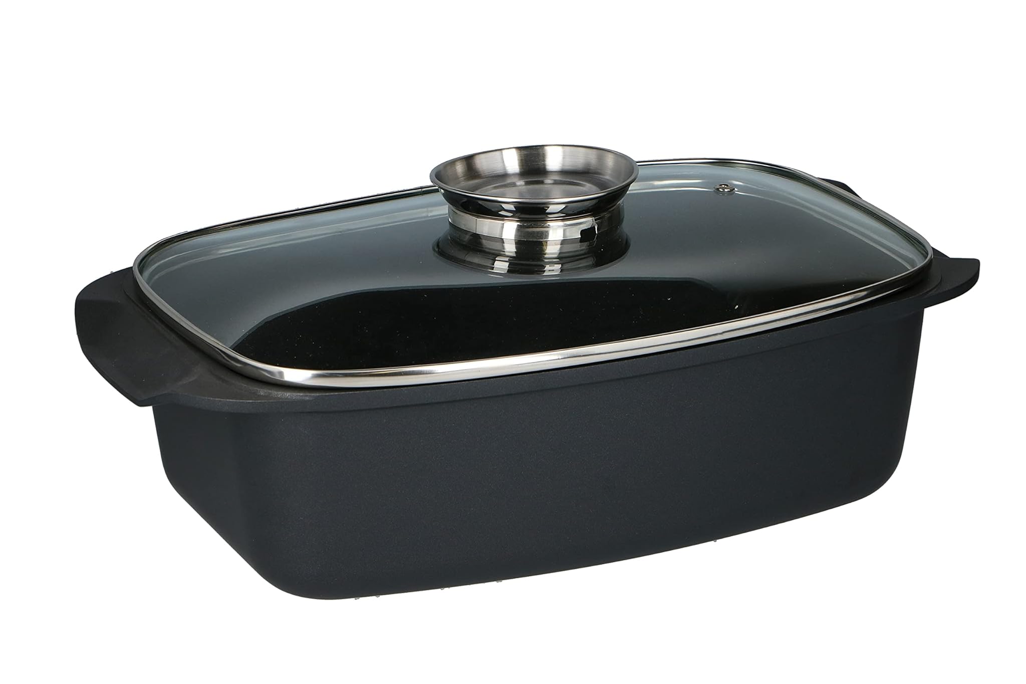 Alpina Rostiera con Coperchio in Vetro 5,5L, Nero