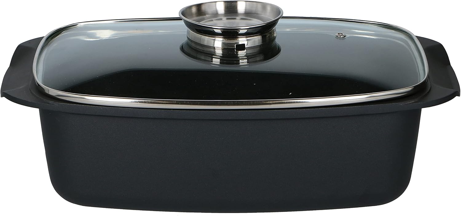 Alpina Rostiera con Coperchio in Vetro 5,5L, Nero - immagine 2
