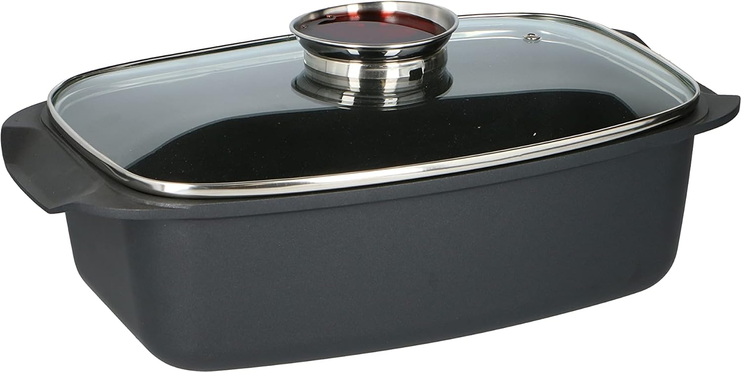 Alpina Rostiera con Coperchio in Vetro 5,5L, Nero - immagine 4