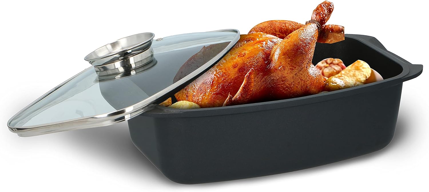 Alpina Rostiera con Coperchio in Vetro 5,5L, Nero - immagine 7